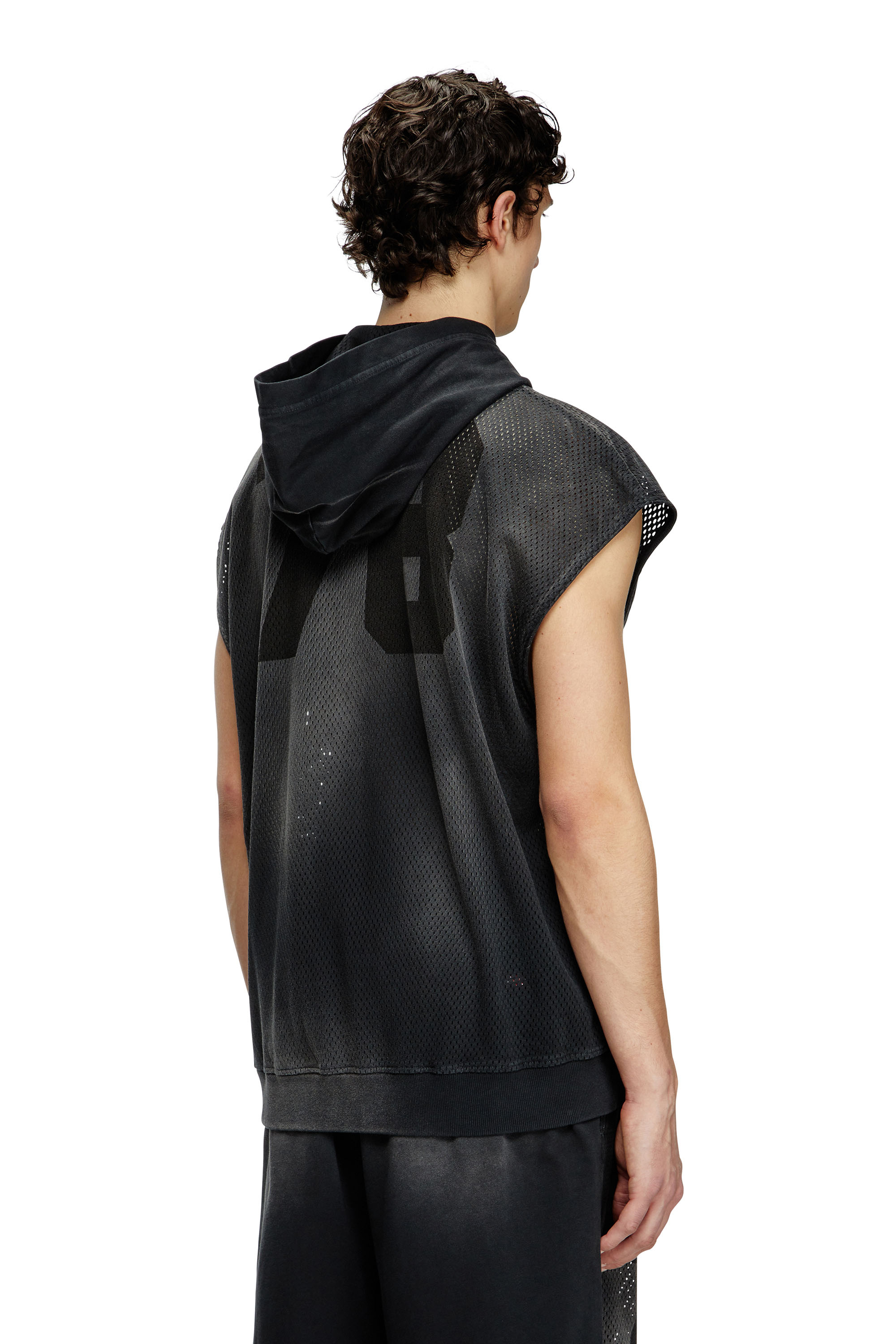 Diesel - S-BOXT-SL-MESH, Man's Sleeveless hoodie in mesh and jersey in Black - 5