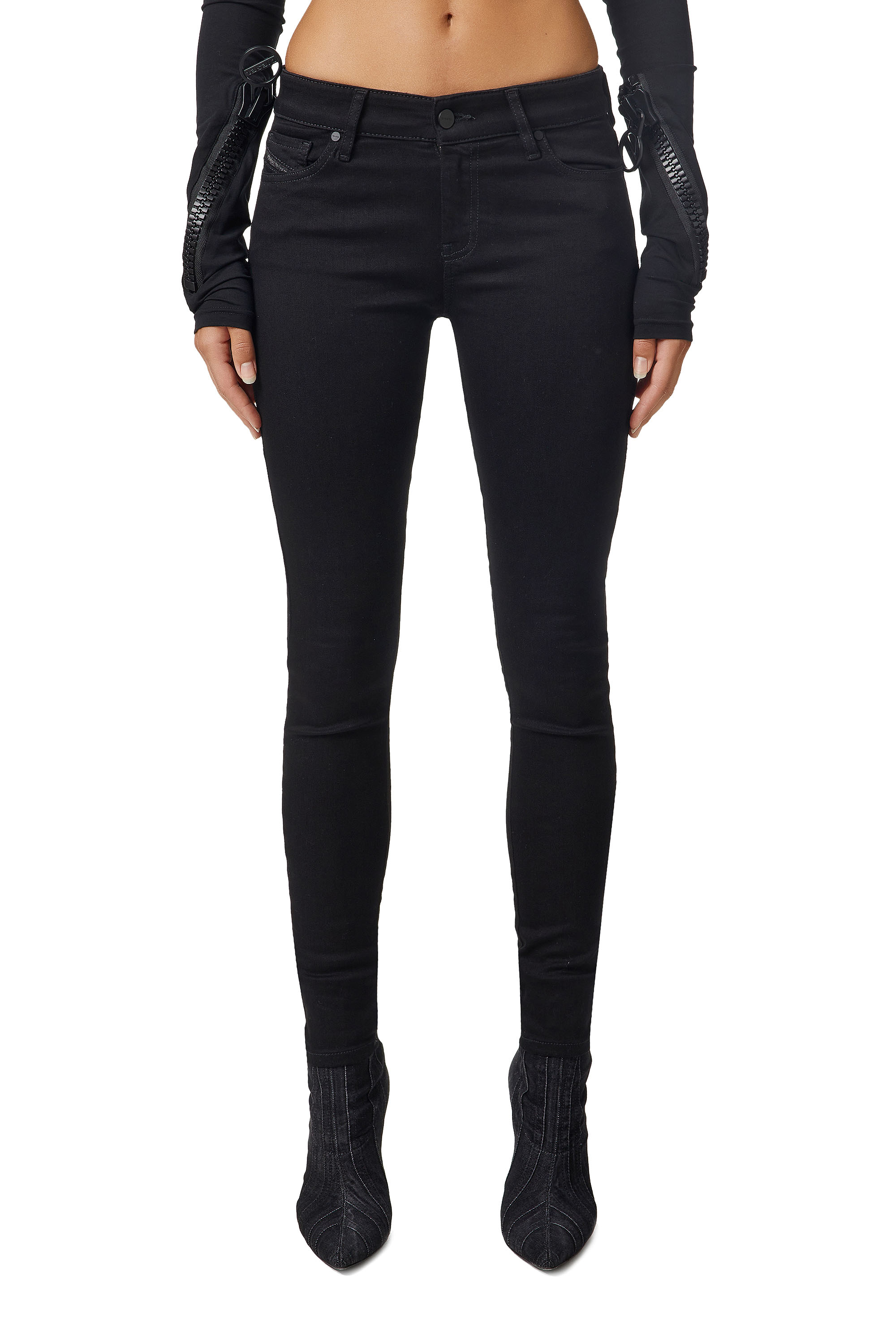 Diesel - 2017 Slandy 069EF Super skinny Jeans, Black/Dark grey - Image 1