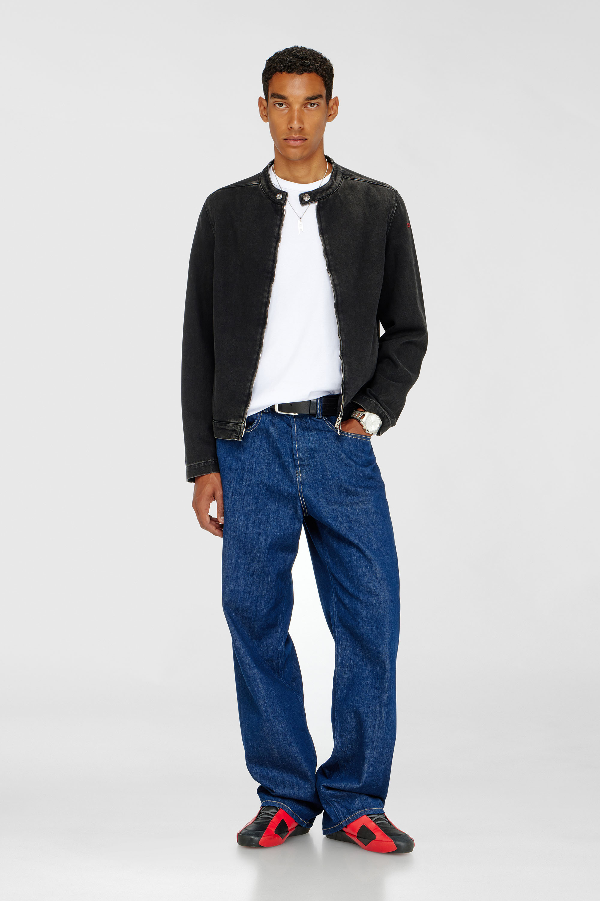 Diesel - S-SLANTE-D LOW, Man's S-Slante-D-Sneakers in suede and leather with D logo in Black/Red - 2