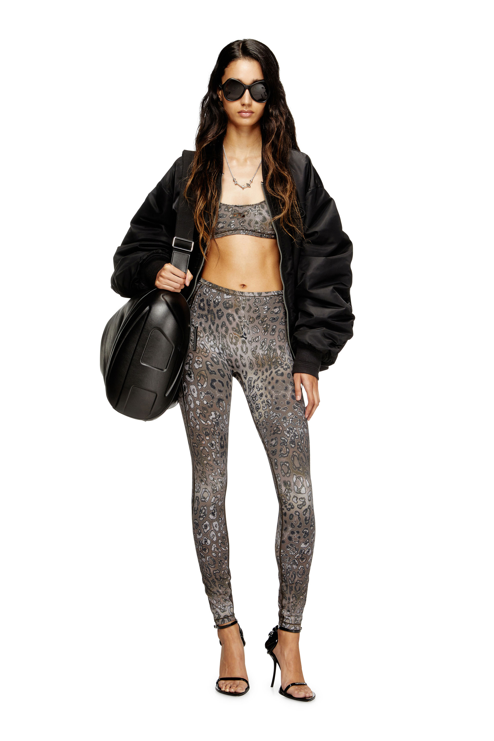 Diesel - CHELSEA-UTLT, Woman's Leopard print nylon sports bra in Brown - 6