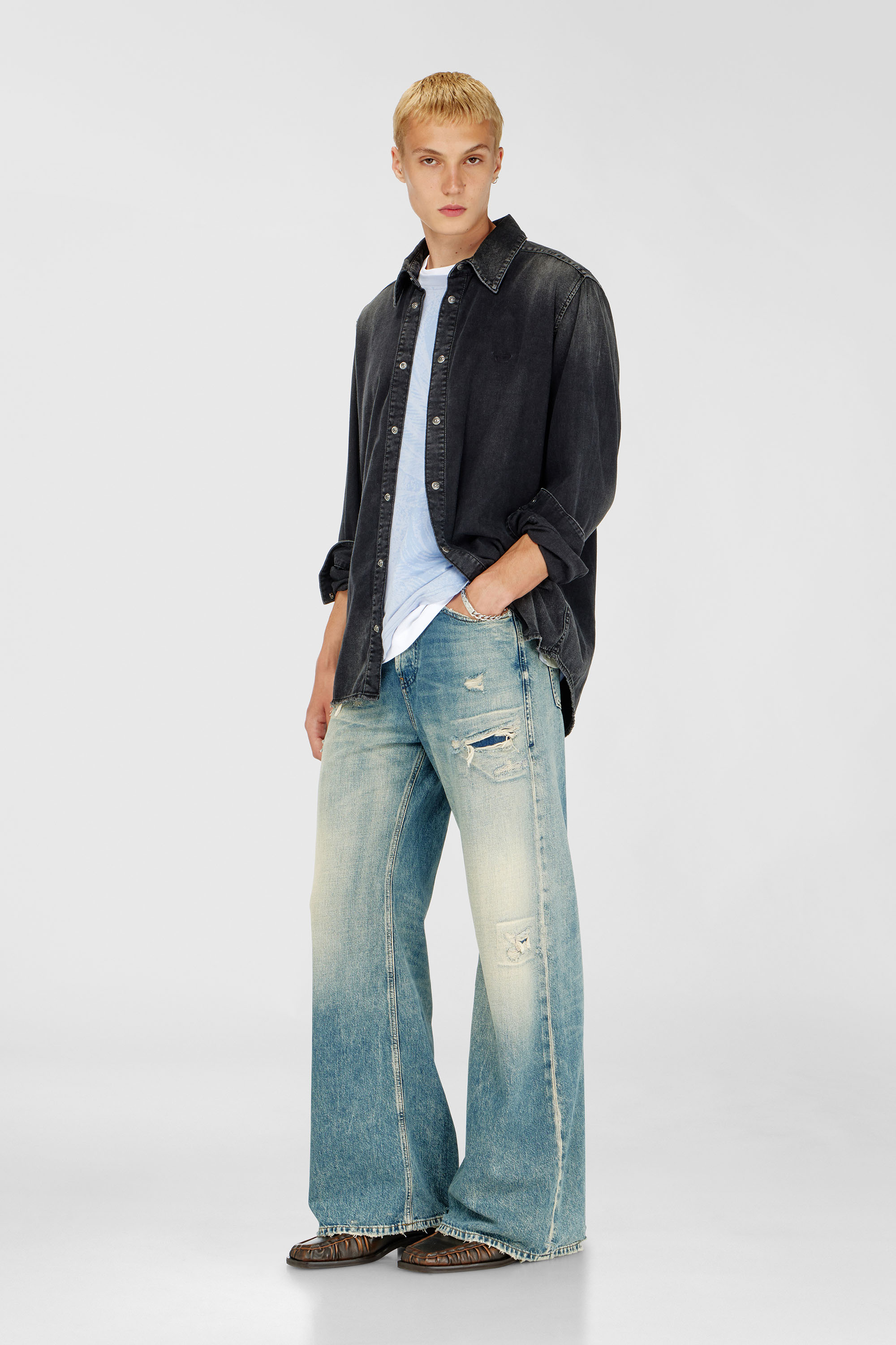 Diesel - D-SIMPLY, Man's Long-sleeve denim shirt in Black - 2