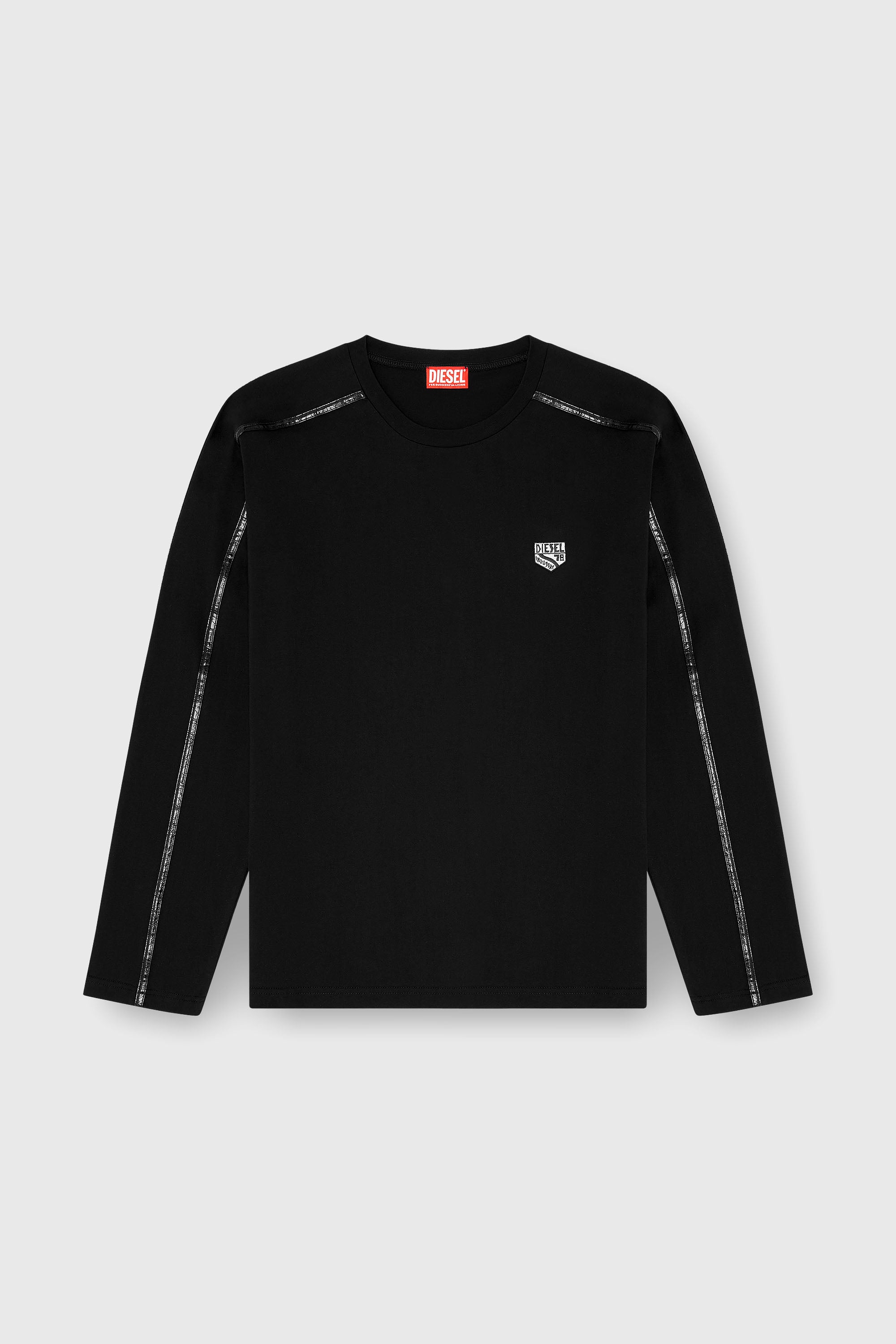 Diesel - T-NORM-LS-FL, Man's Long-sleeve T-shirt with tonal trims in Black - 2