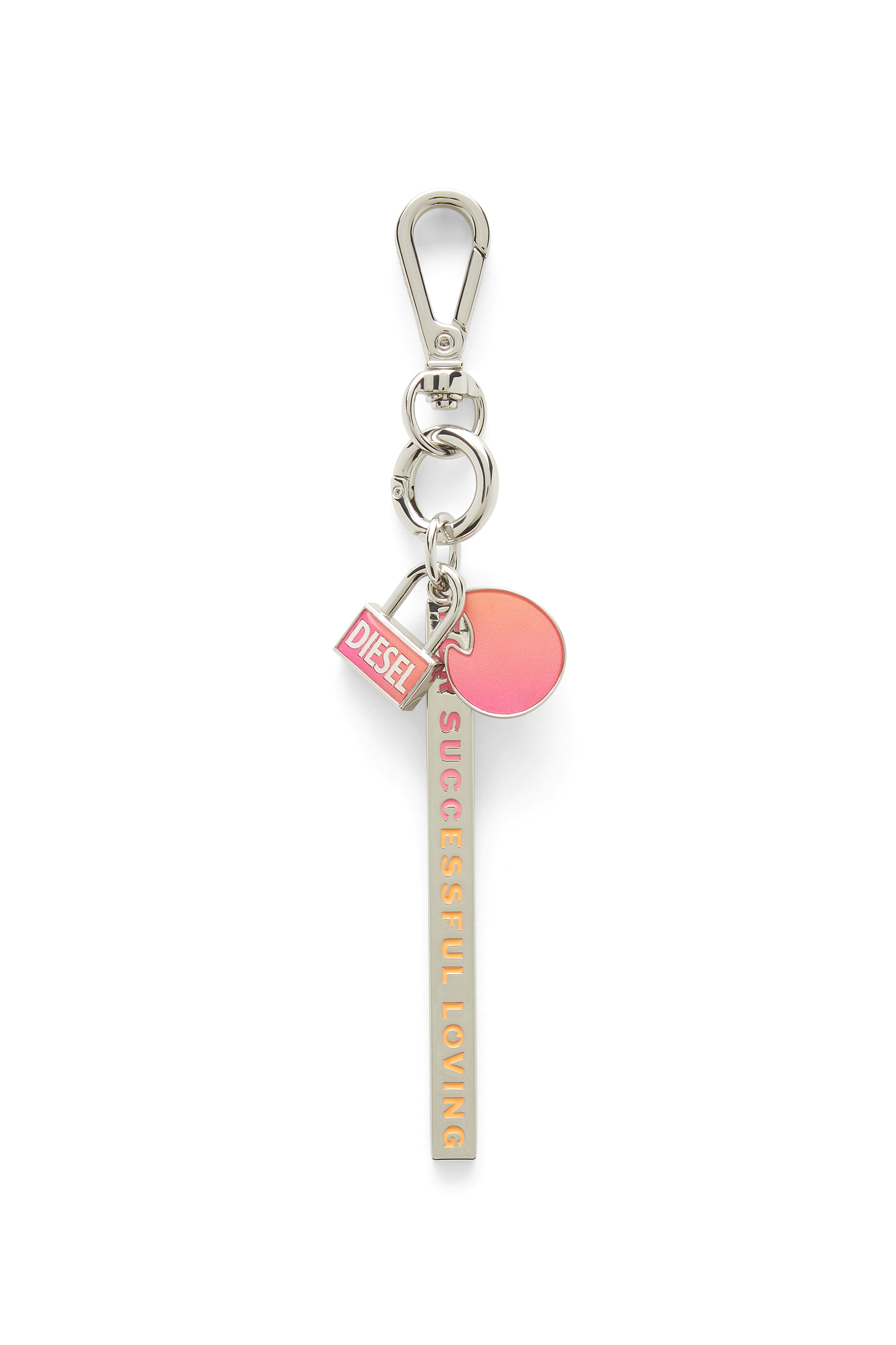 Diesel - TINDER CHARM, Unisex's Degrad&eacute; metal keyring in Silver/Pink - 1