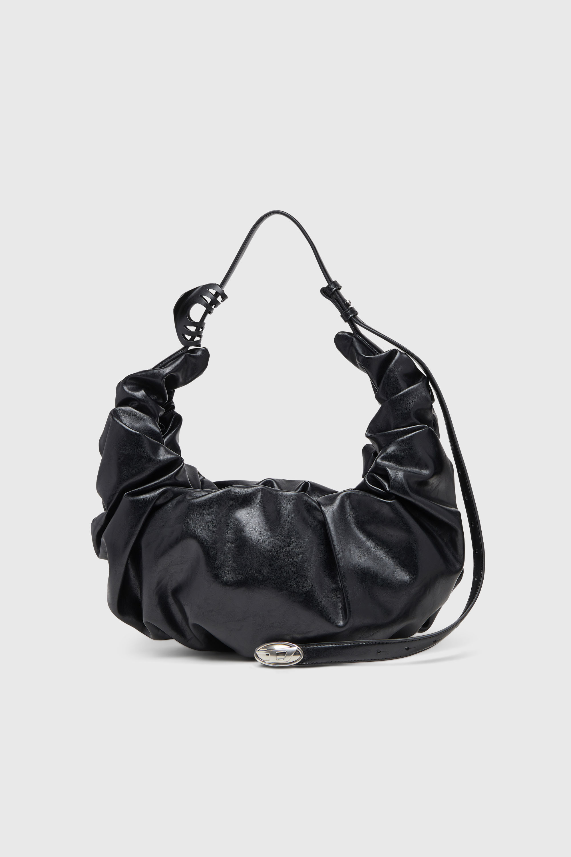 Diesel - GRAB-D HOBO L, Woman's Grab-D-Large scrunched hobo bag in Black - 1