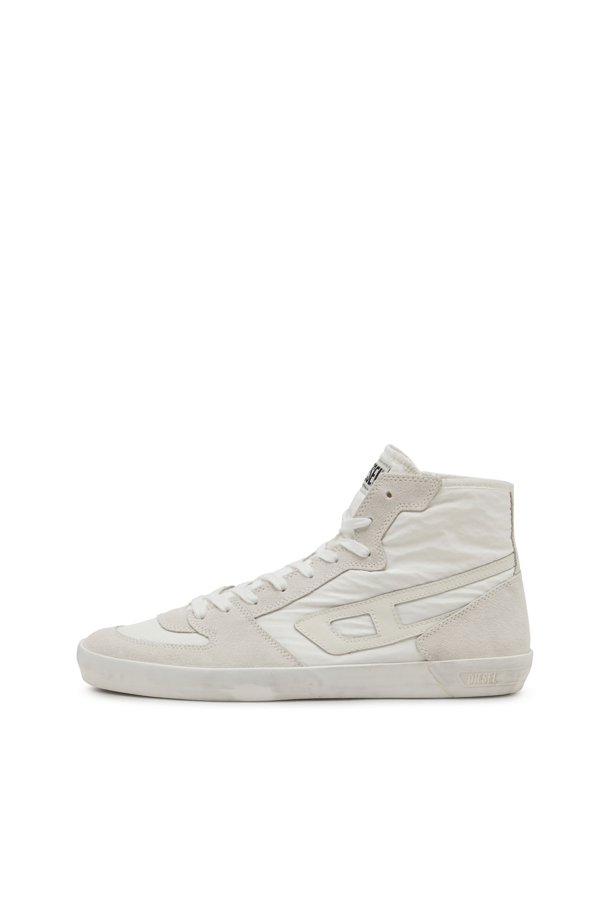 Diesel - S-LEROJI D-1 MID, Man's Padded-ripstop and suede high-top sneakers in White - 7