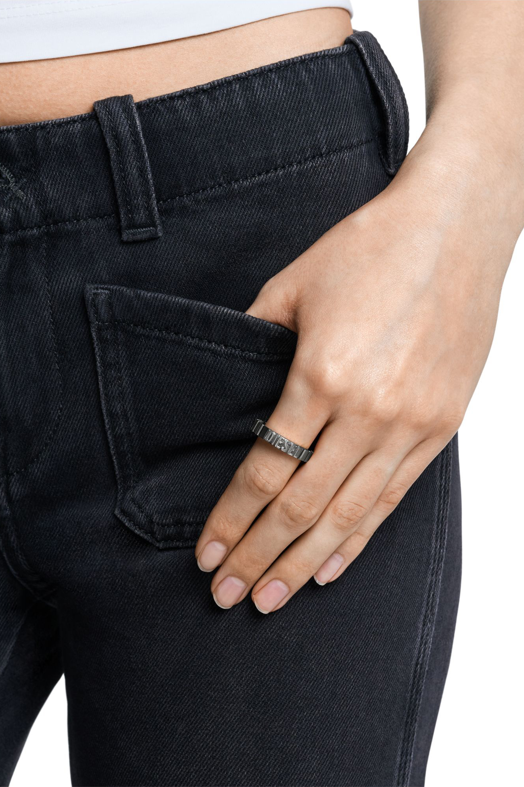 Diesel - DX1612060, Unisex's Stainless Steel Band Ring in Black - 3