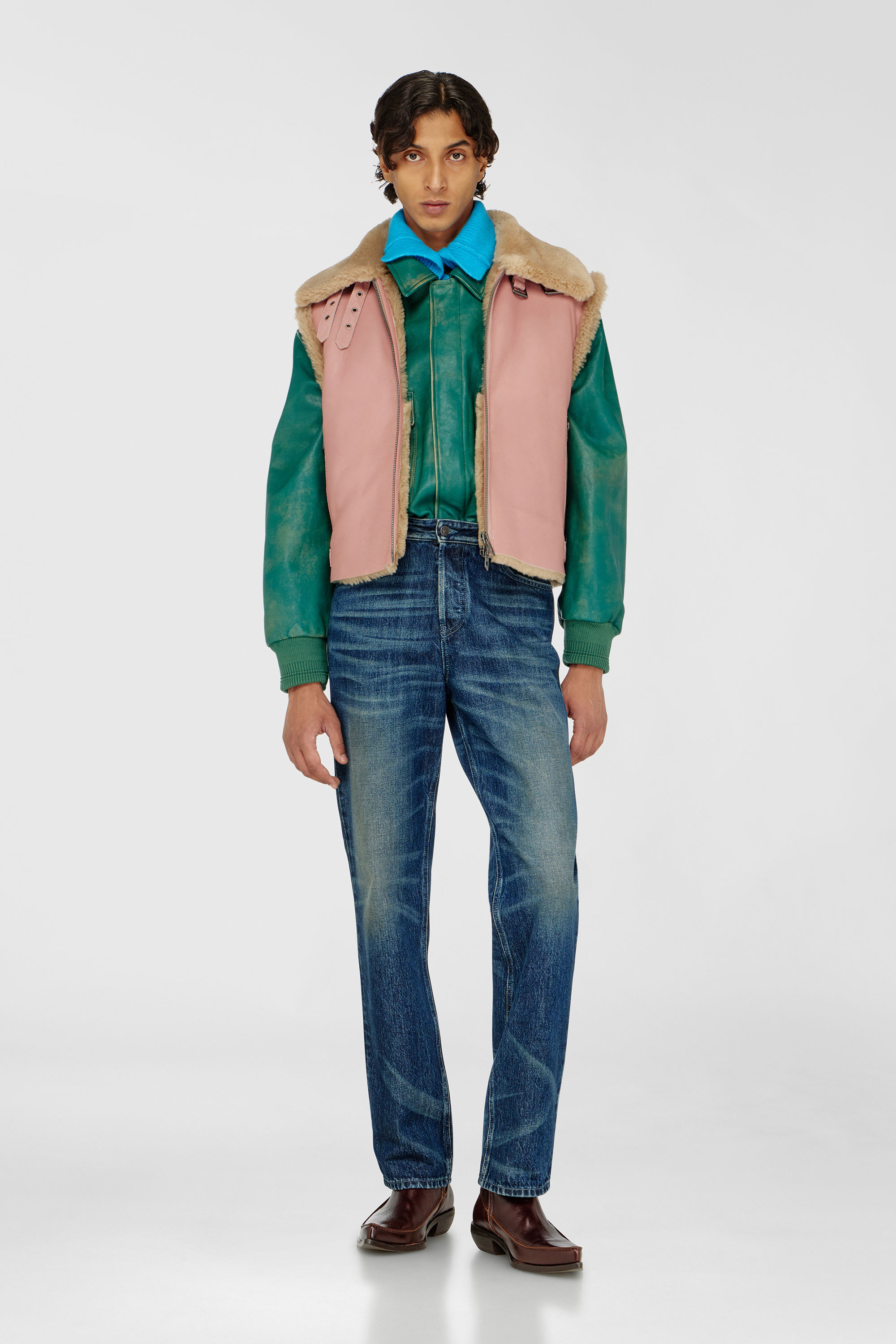Diesel - L-HONT, Man's Shearling leather vest in Pink - 2