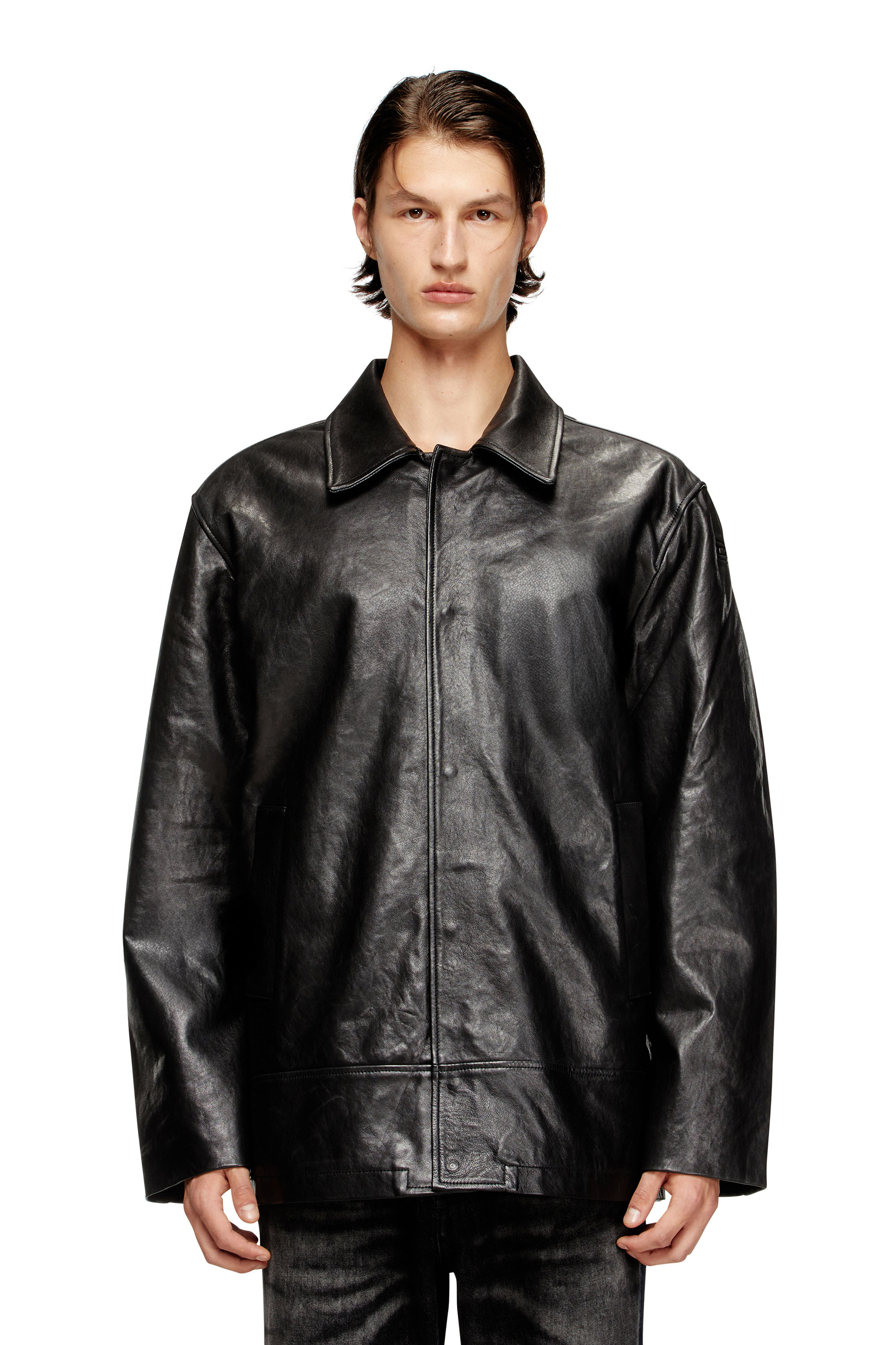 Diesel - L-JESS, Man's Padded leather jacket in Black - 1