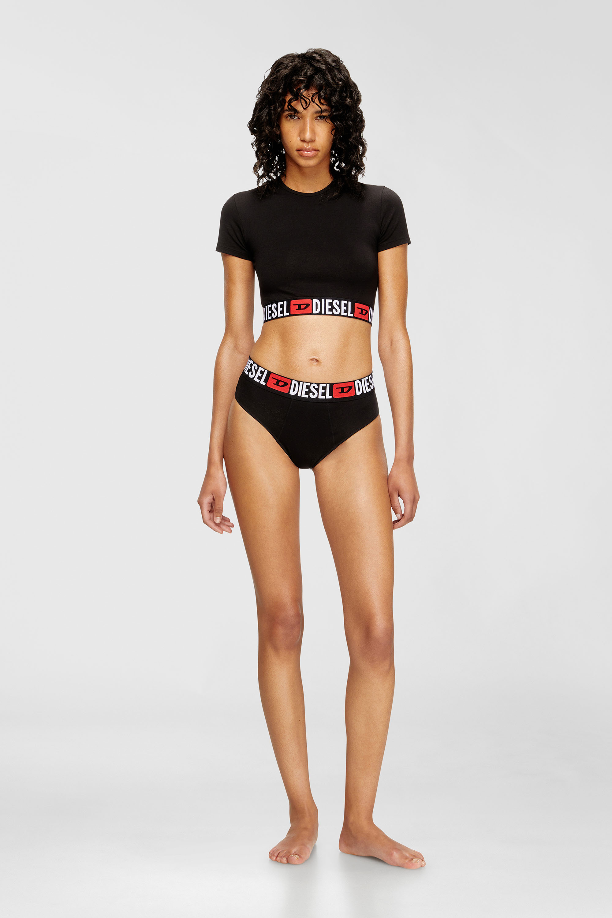Diesel - IRMA-D-CORE, Woman's Cropped top with logo band in Black - 2
