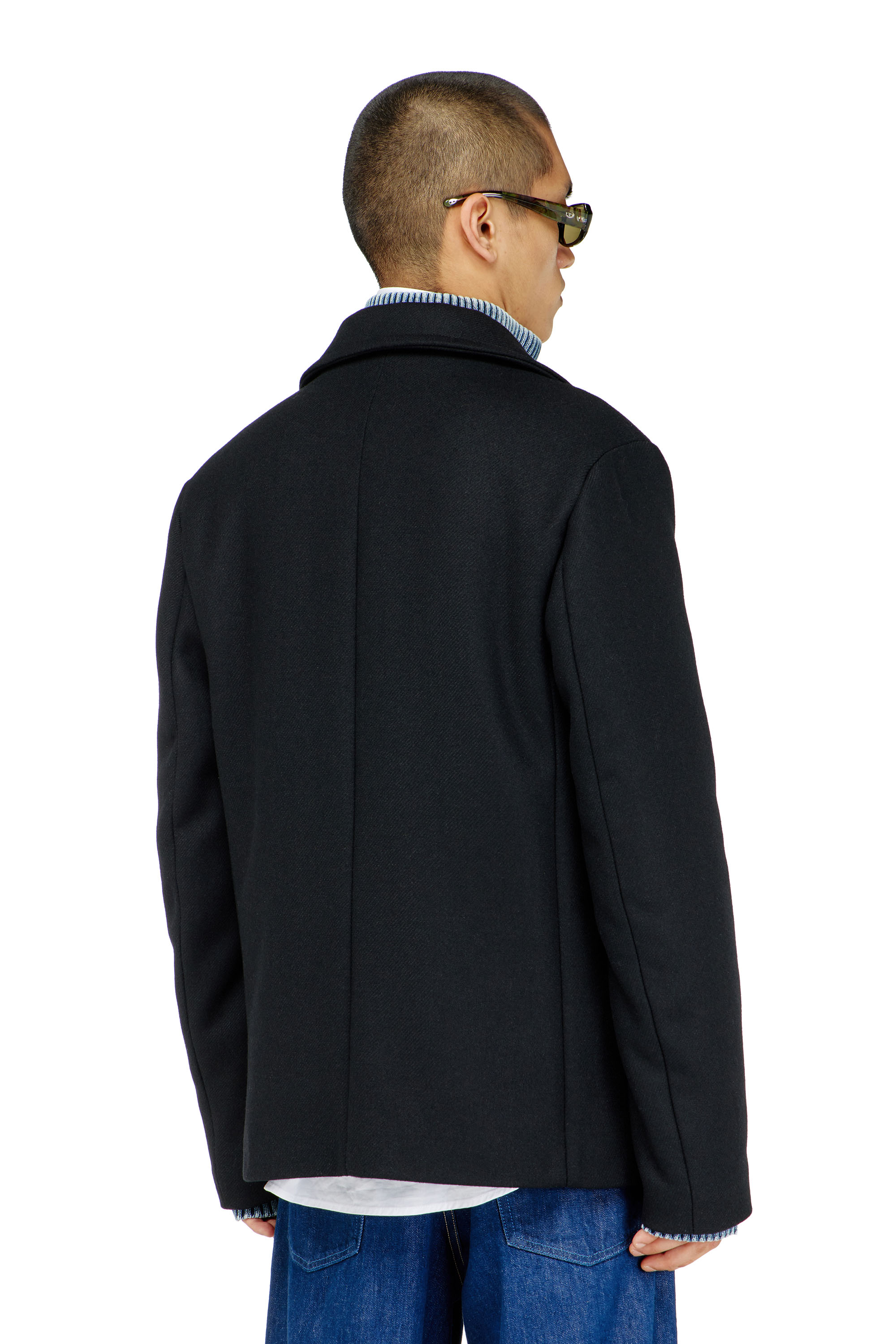 Diesel - W-HALEY-WRD, Man's Peacoat in felted wool blend in Black - 4