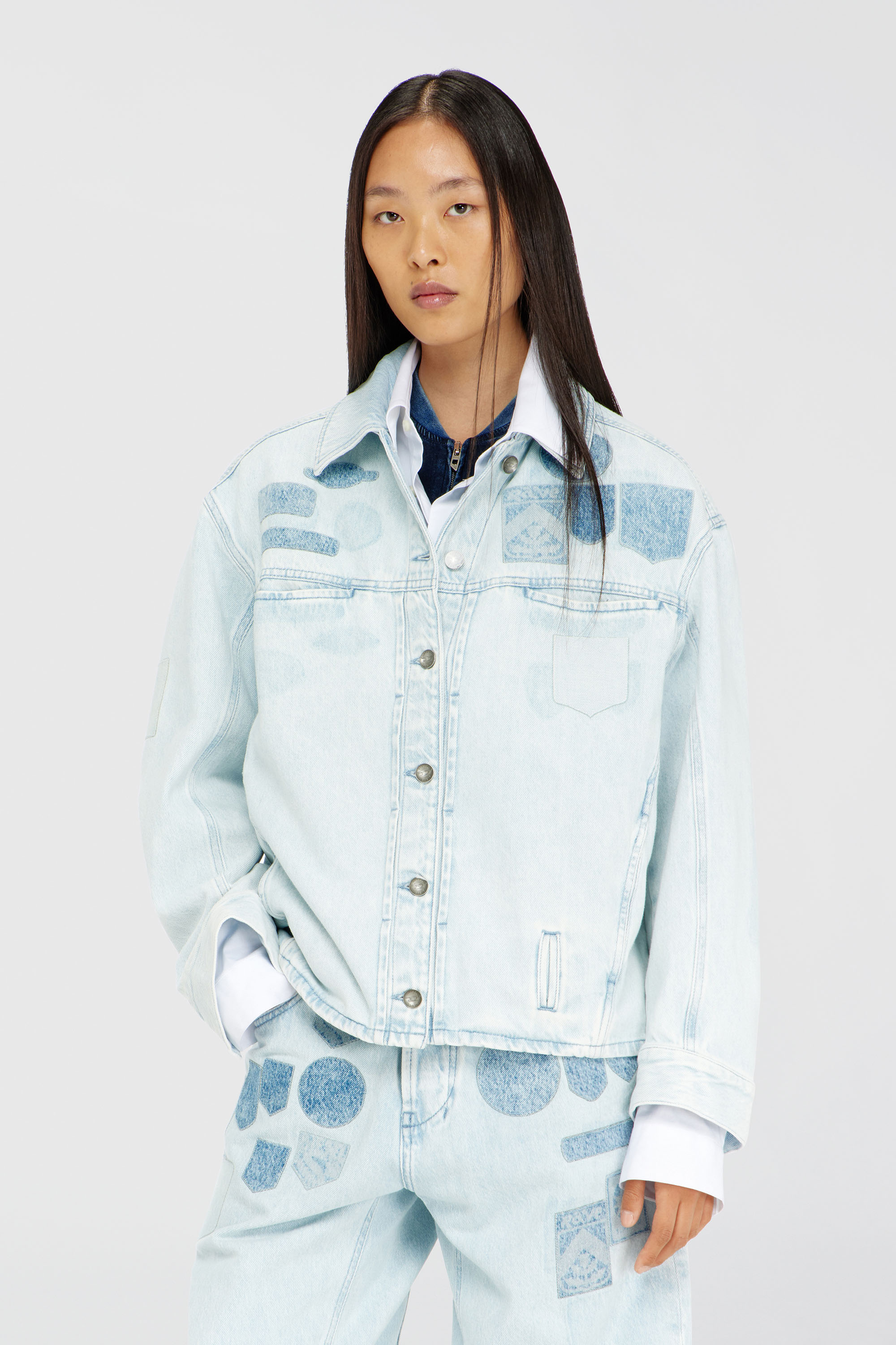 Diesel - D-RYMAVO-S, Unisex's Denim overshirt with patch effects in Light Blue - 6