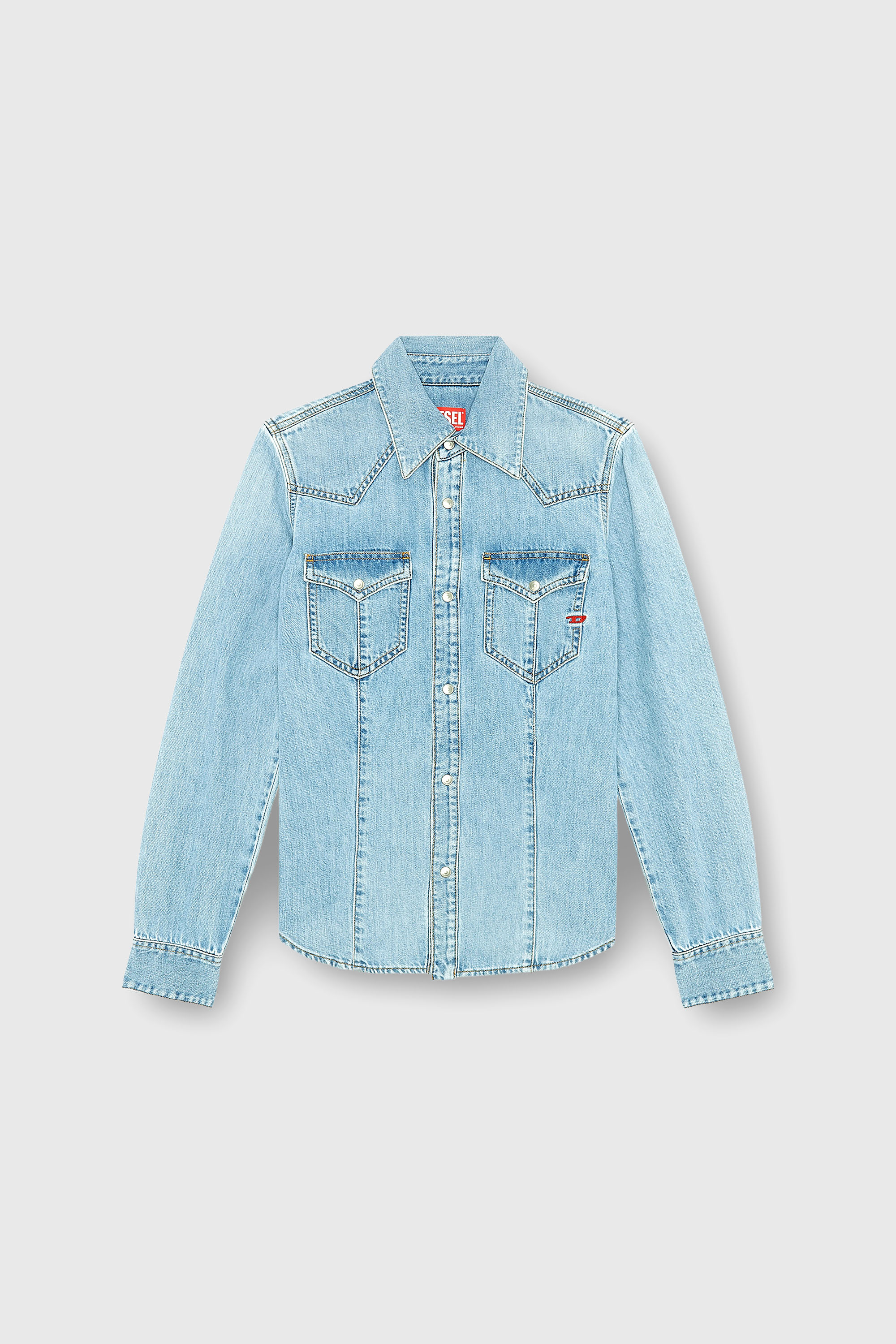 Diesel - DE-WAVES, Woman's Western shirt in denim in Light Blue - 2