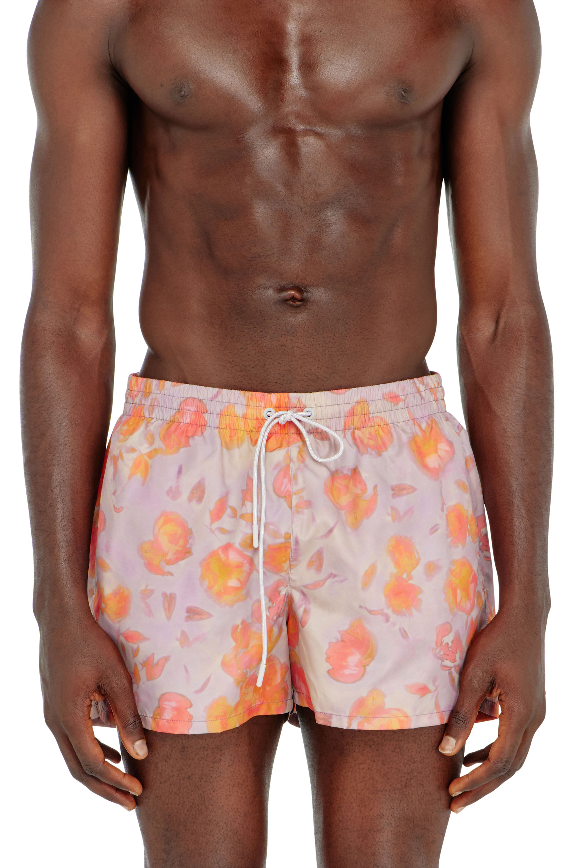 Diesel - OLLY-34-D-CORE, Man's Metallic swim shorts with floral print in null - 1