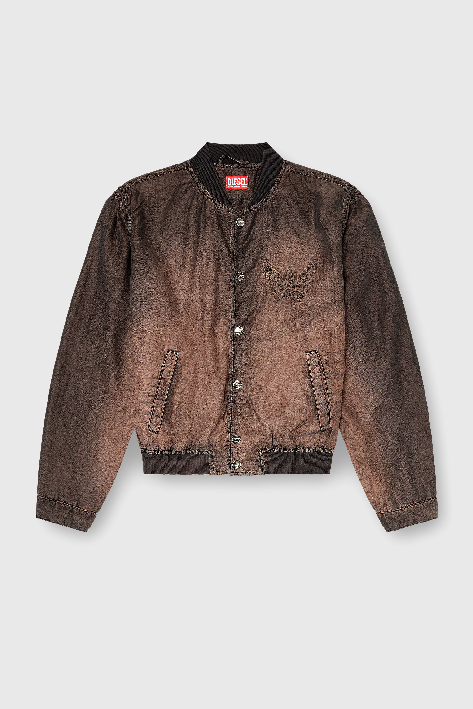 Diesel - D-BELMOR-S, Man's Bomber jacket in fluid coated denim in Brown - 2