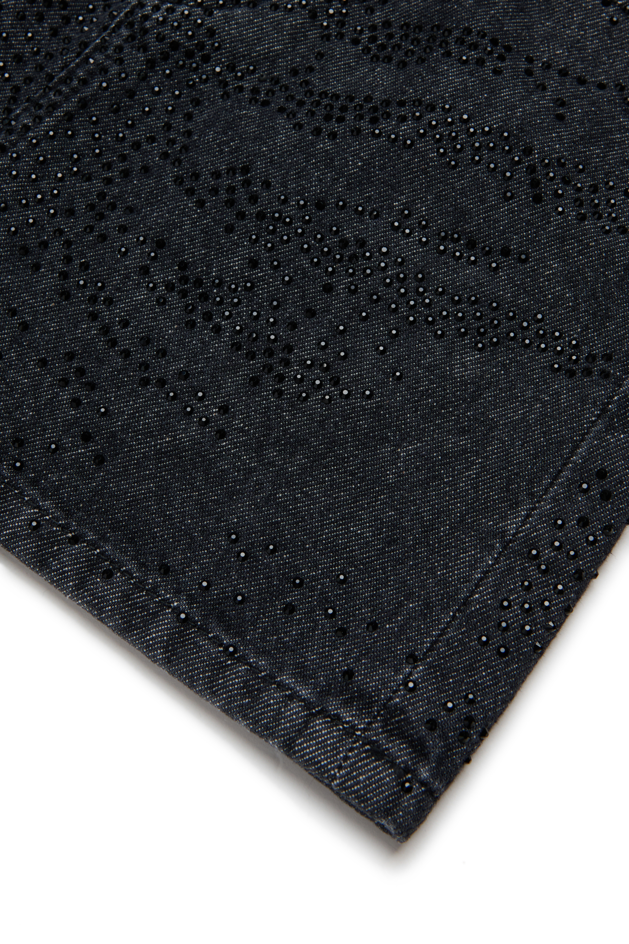 Diesel - GIANNA, Woman's Cotton miniskirt with shiny details in Black/Dark grey - 4