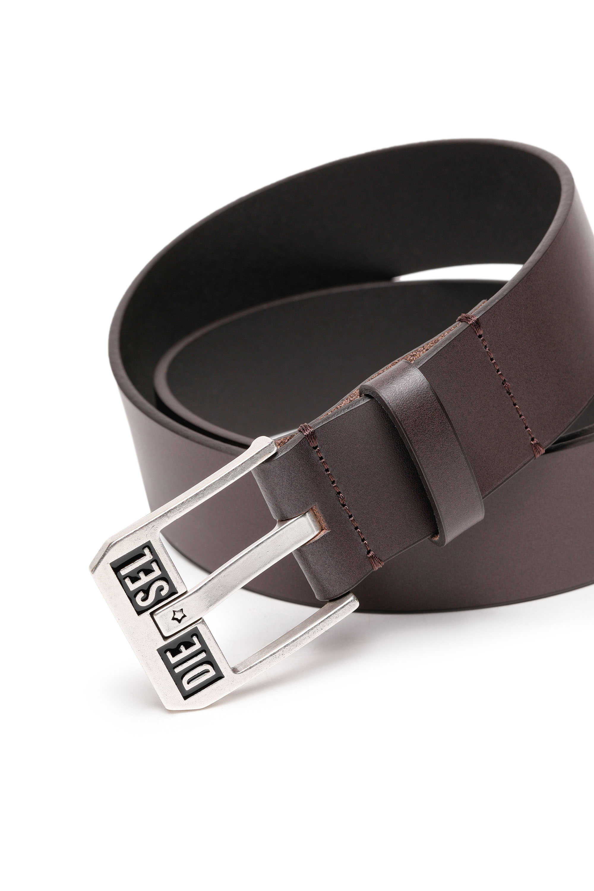 Diesel - BLUESTAR II, Man's 3.9cm leather belt with star logo buckle in Brown - 2