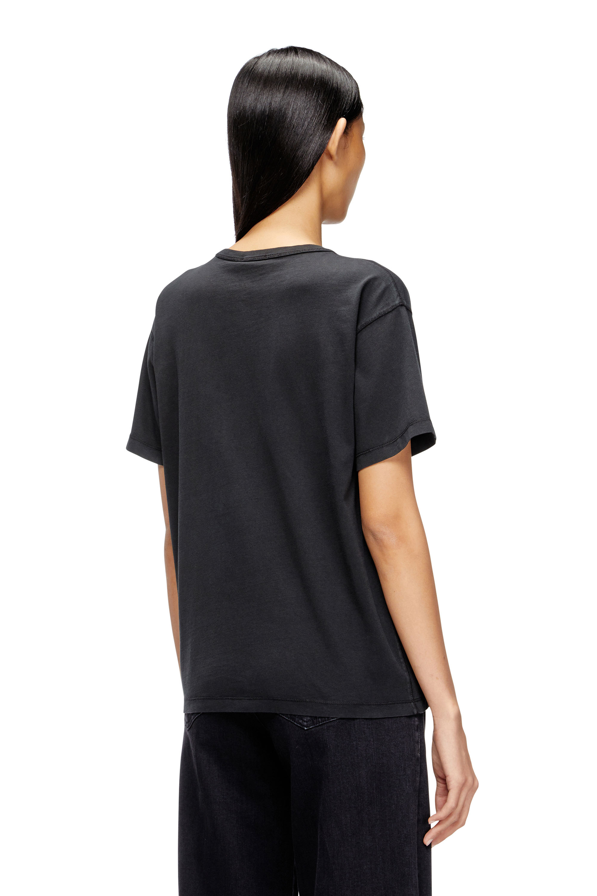 Diesel - T-NORMY-OD-S1, Woman's Cotton T-shirt with metallic Oval D in Black - 4