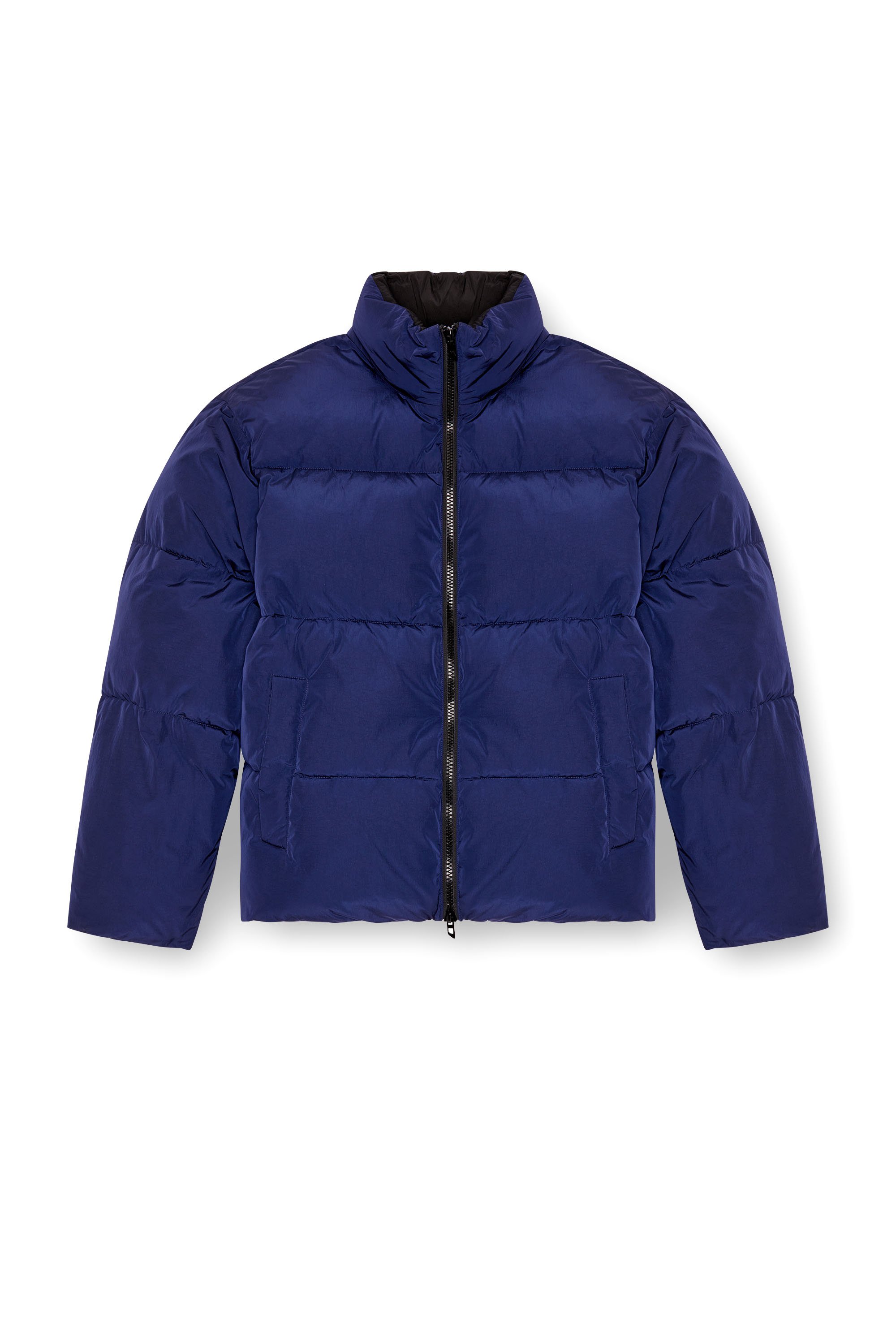 Diesel - W-RAVEEL, Man's Hooded down jacket in wrinkled nylon in Dark Blue - 3