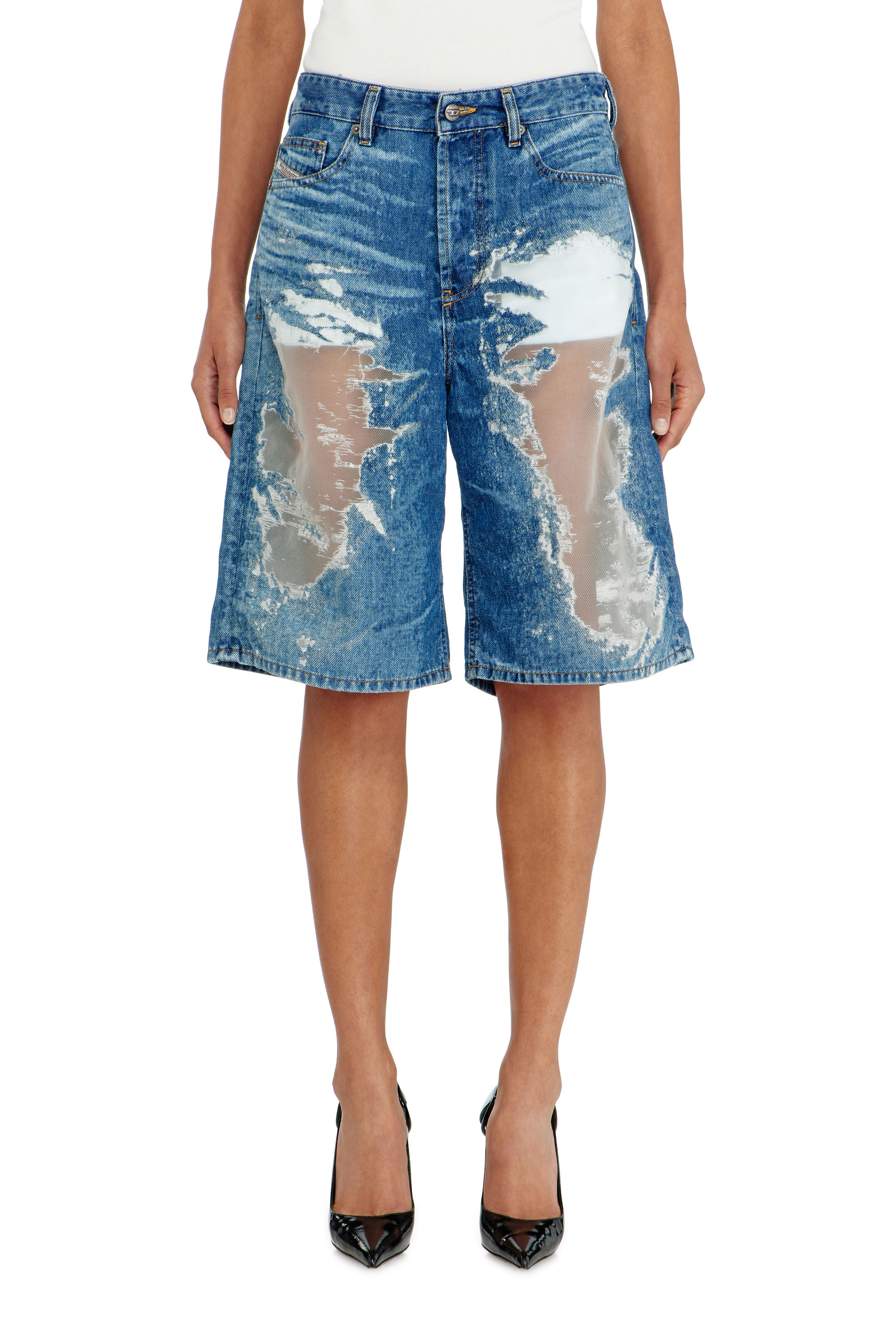 Diesel - PR-DE-SIRE-SHORT, Unisex's Shorts in devor&eacute; denim in Medium blue - 2