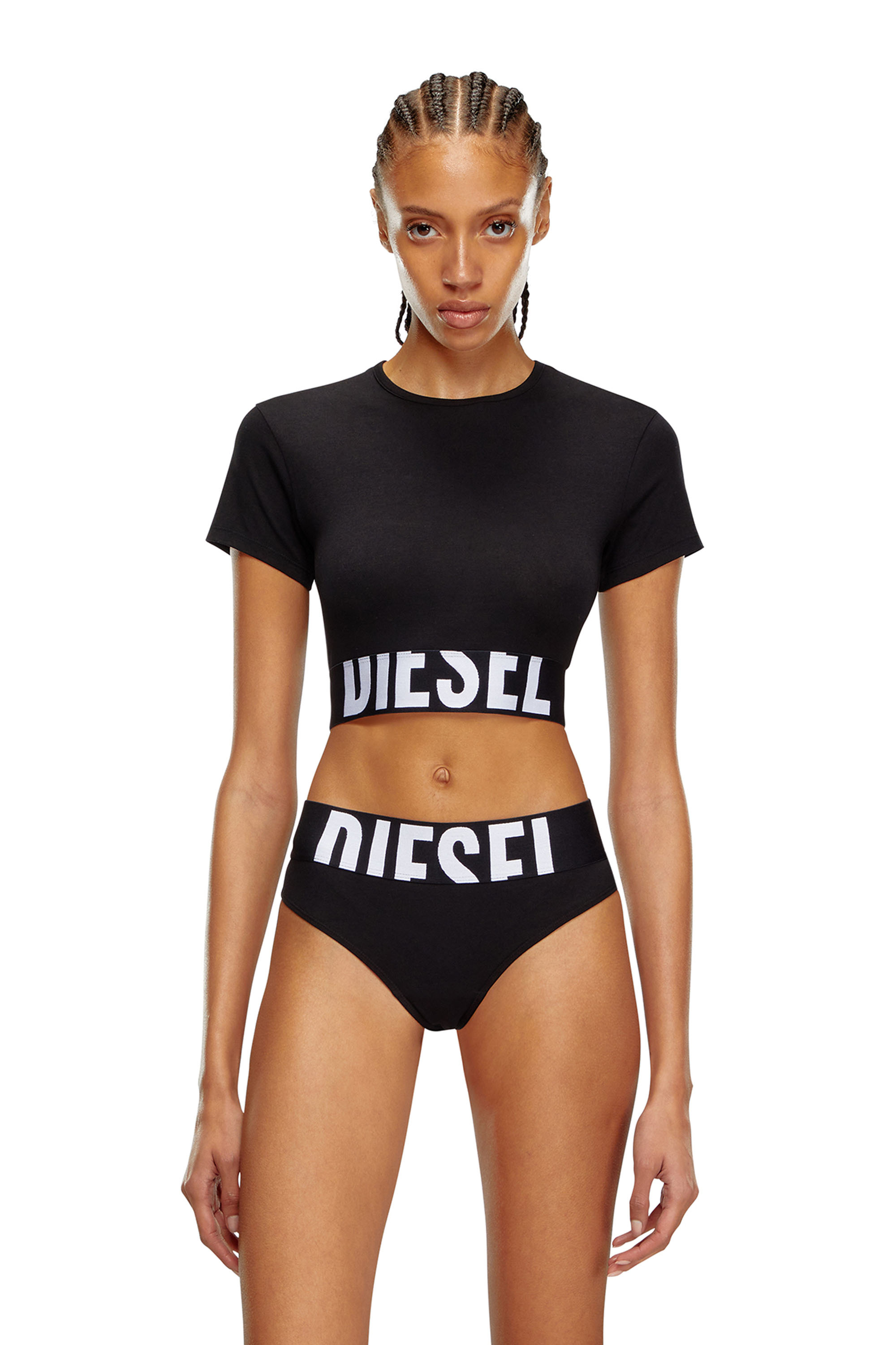 Diesel - UFTEE-SPORT-CROPPED-T-SHIRT, Black - Image 1