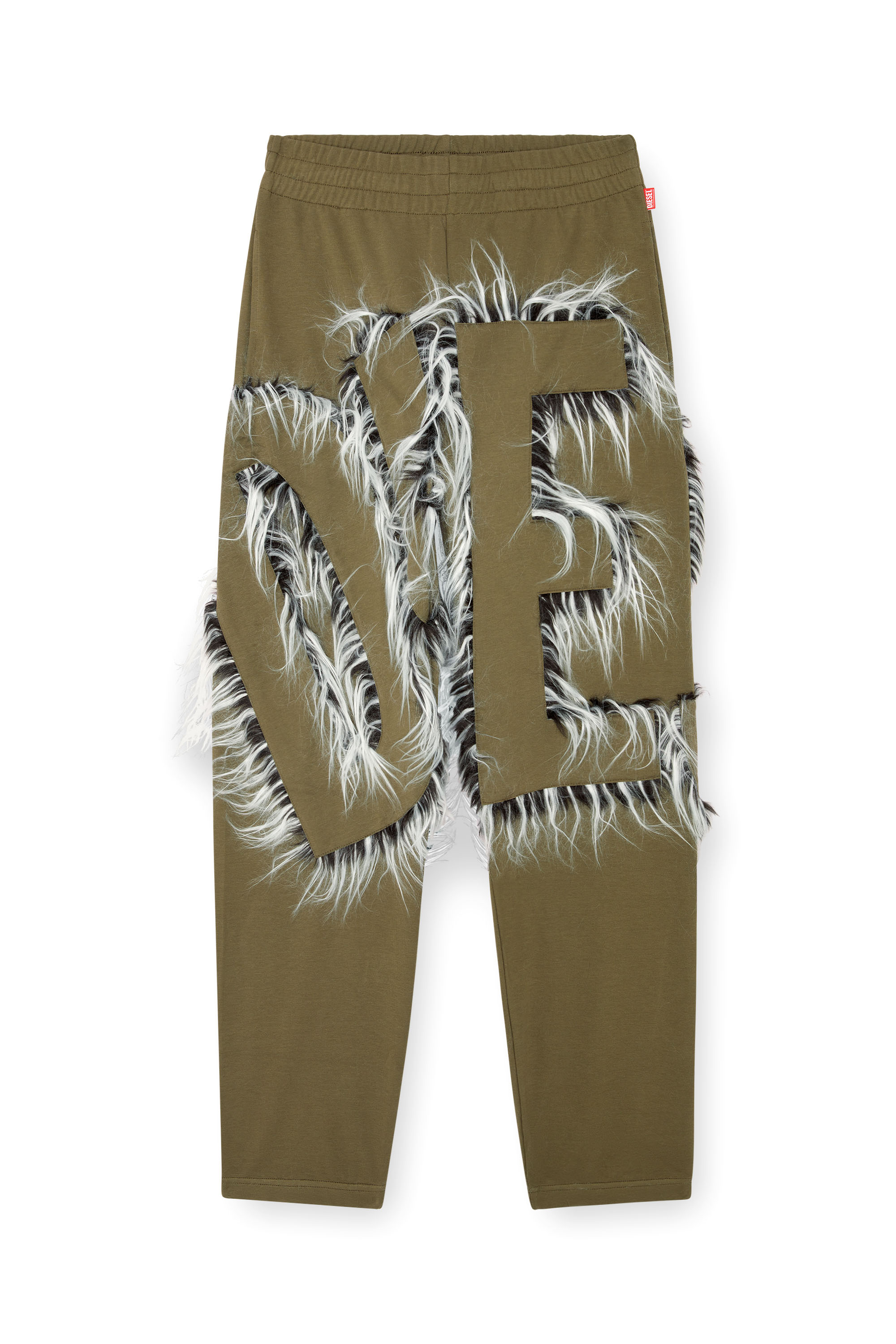 Diesel - P-BIMY-FUR, Man's Track pants with hairy-trim logo in Military Green - 6