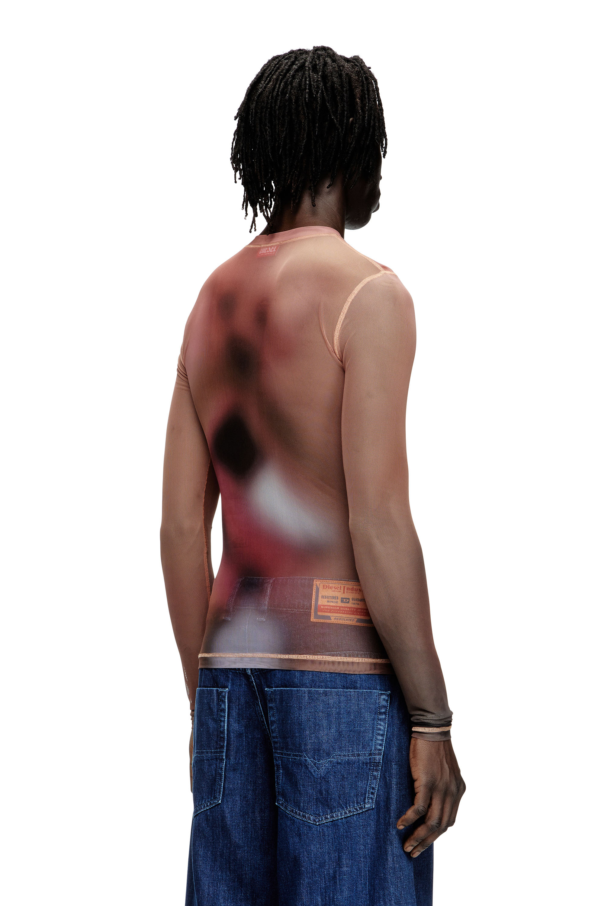 Diesel - PR-T-SIELAR-TOM25-1, Unisex's Long-sleeve top in printed technical mesh in Pink - 4