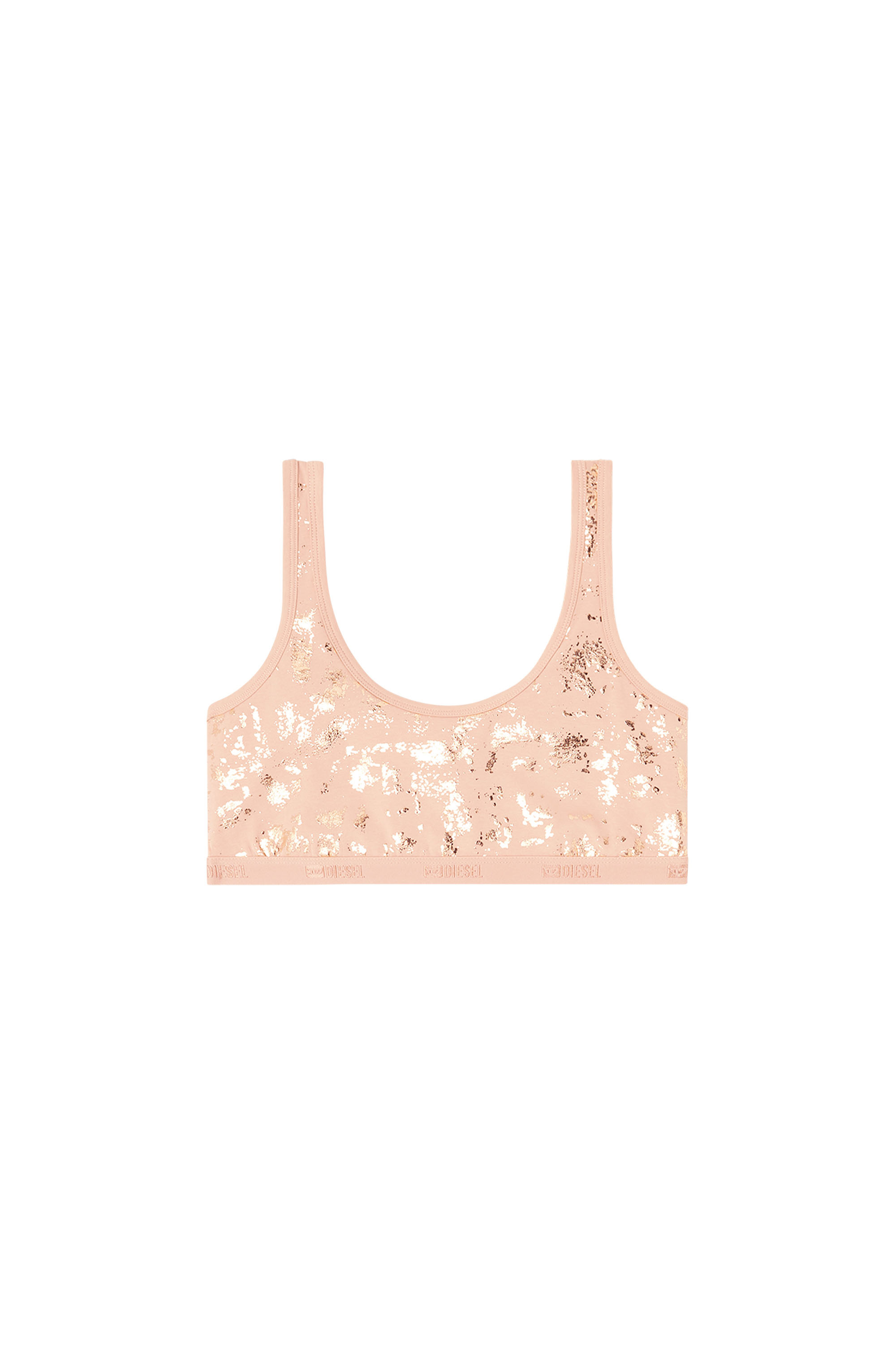 Diesel - ORIBA-GFT, Woman's Stretch-cotton bralette with metallic print in Nude - 3