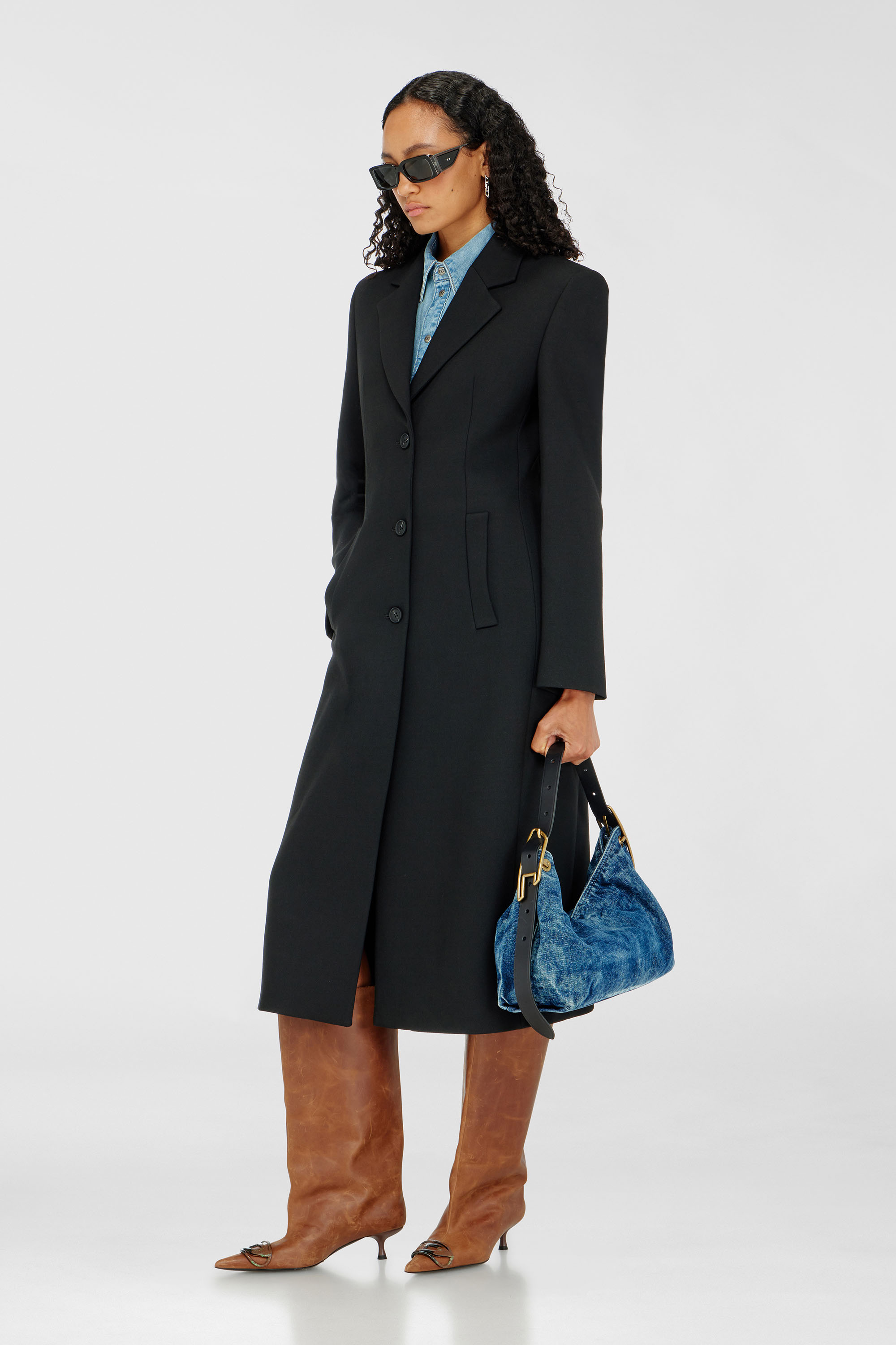 Diesel - G-ALLAN, Woman's Long hourglass coat in Black - 2