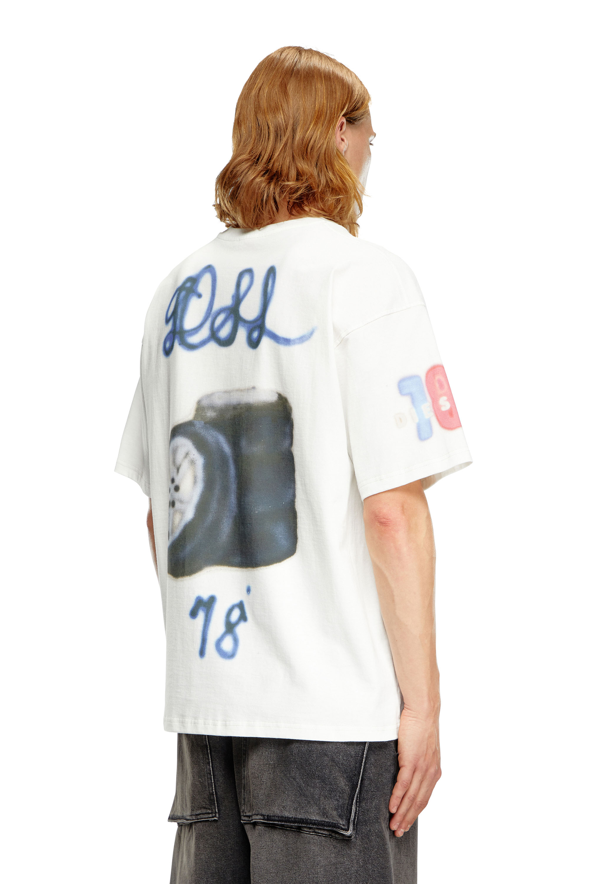 Diesel - T-BOXT-Q19, Man's T-shirt with logo and tyre print in White - 4