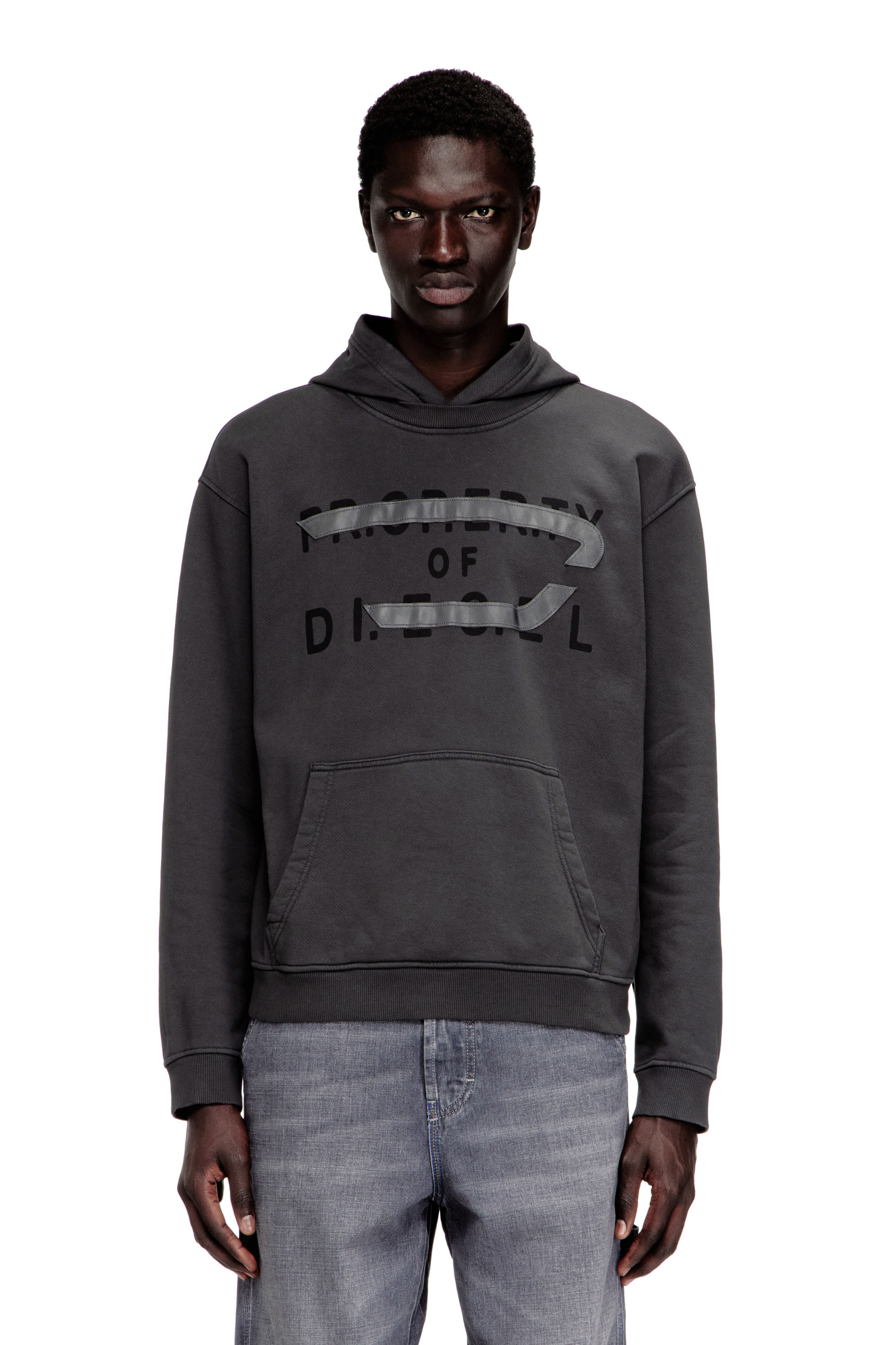 Diesel - S-NORMAN-HOOD, Man's Cotton hoodie with D appliqu&eacute; in null - 1