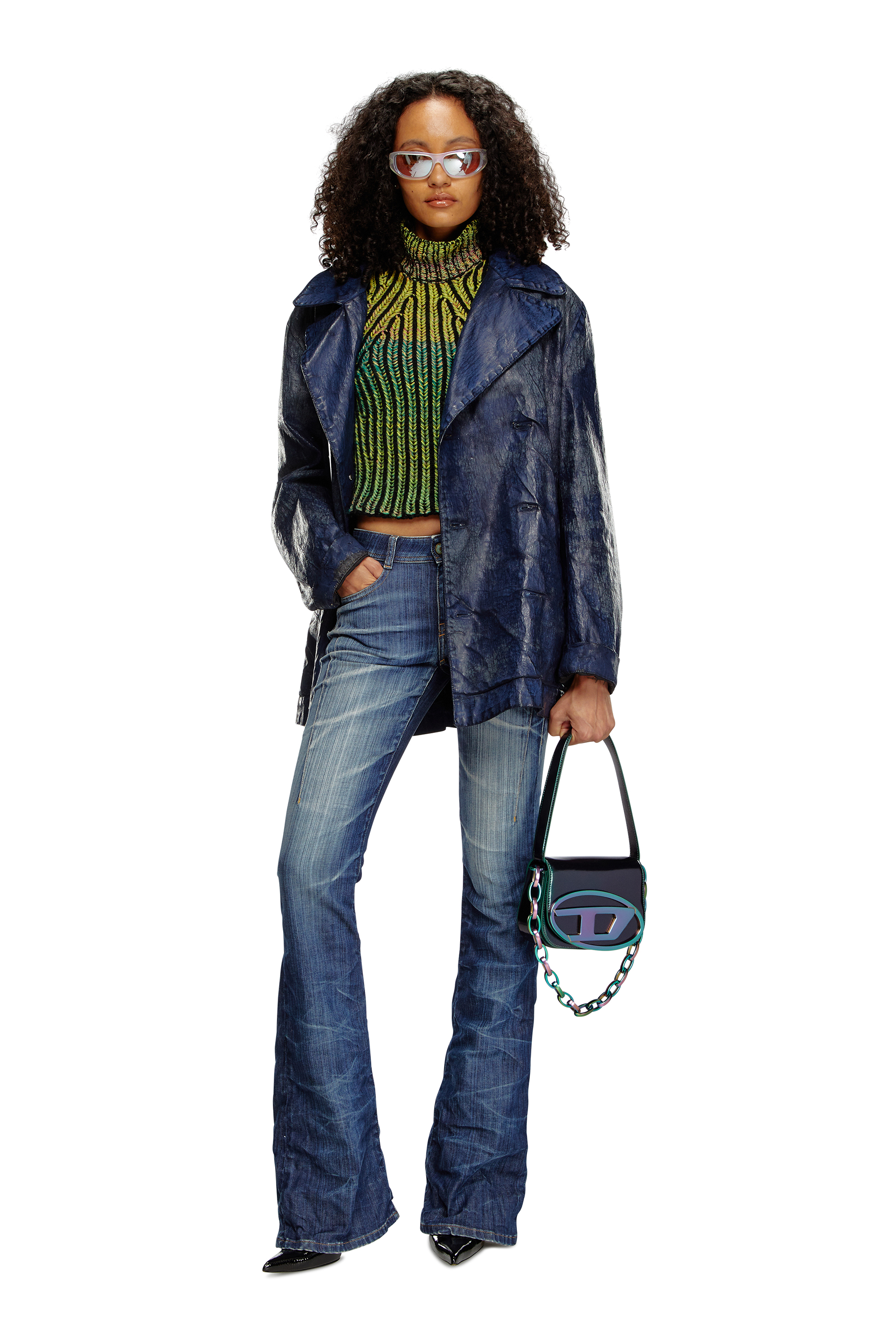 Diesel - 1DR, Woman's 1DR-Iconic shoulder bag with iridescent effect in Green/Blue - 1