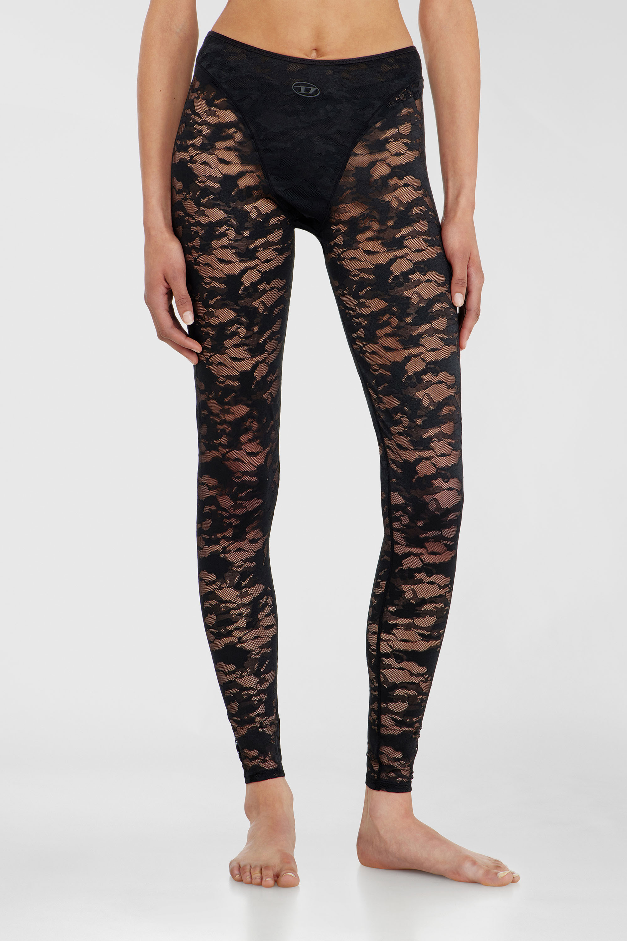 Diesel - HAYLEY-UTLT, Woman's Leggings in nylon camouflage lace in Black - 1