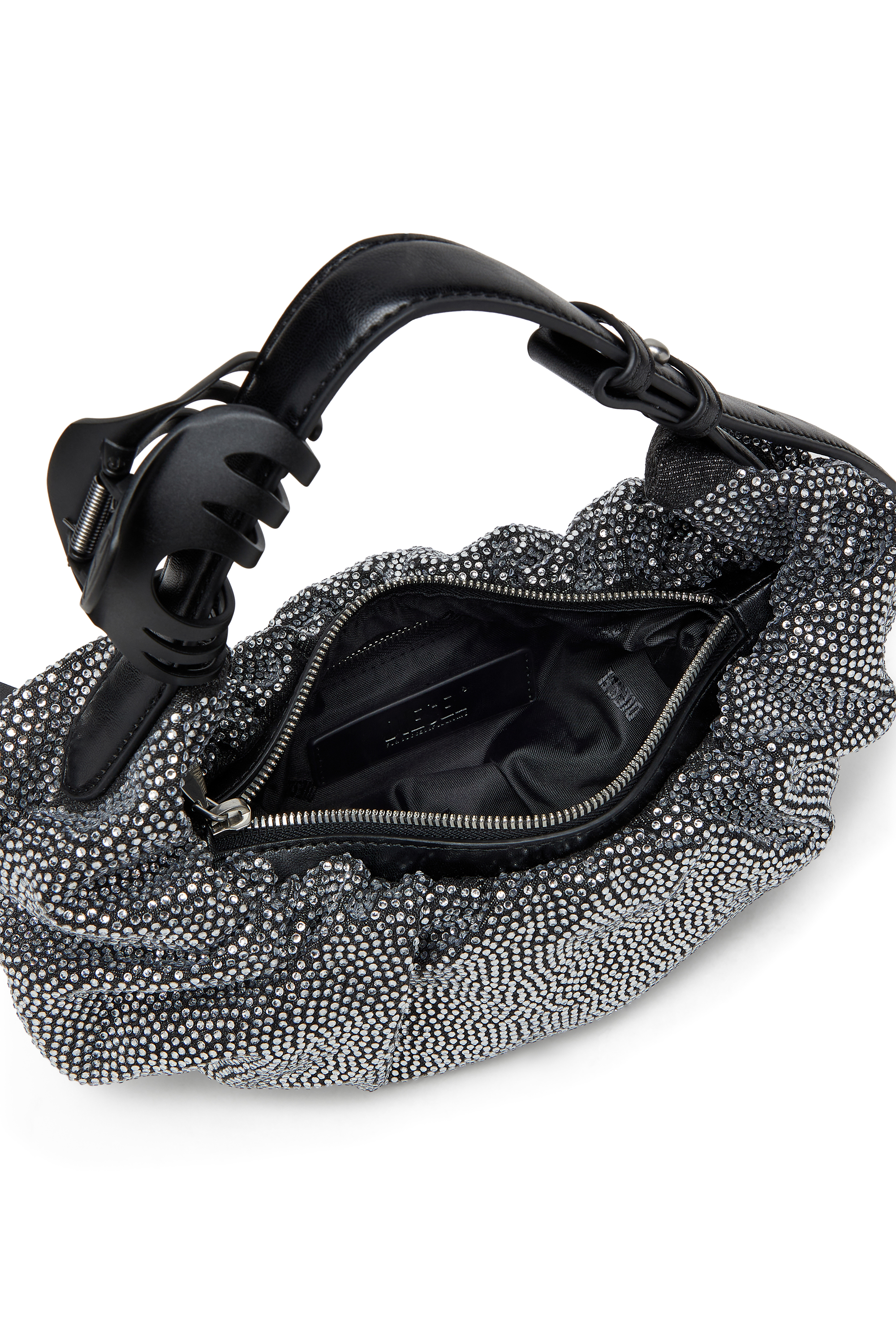 Diesel - GRAB-D HOBO S, Woman's Grab-D S-Small scrunched hobo bag in crystal denim in Black - 4