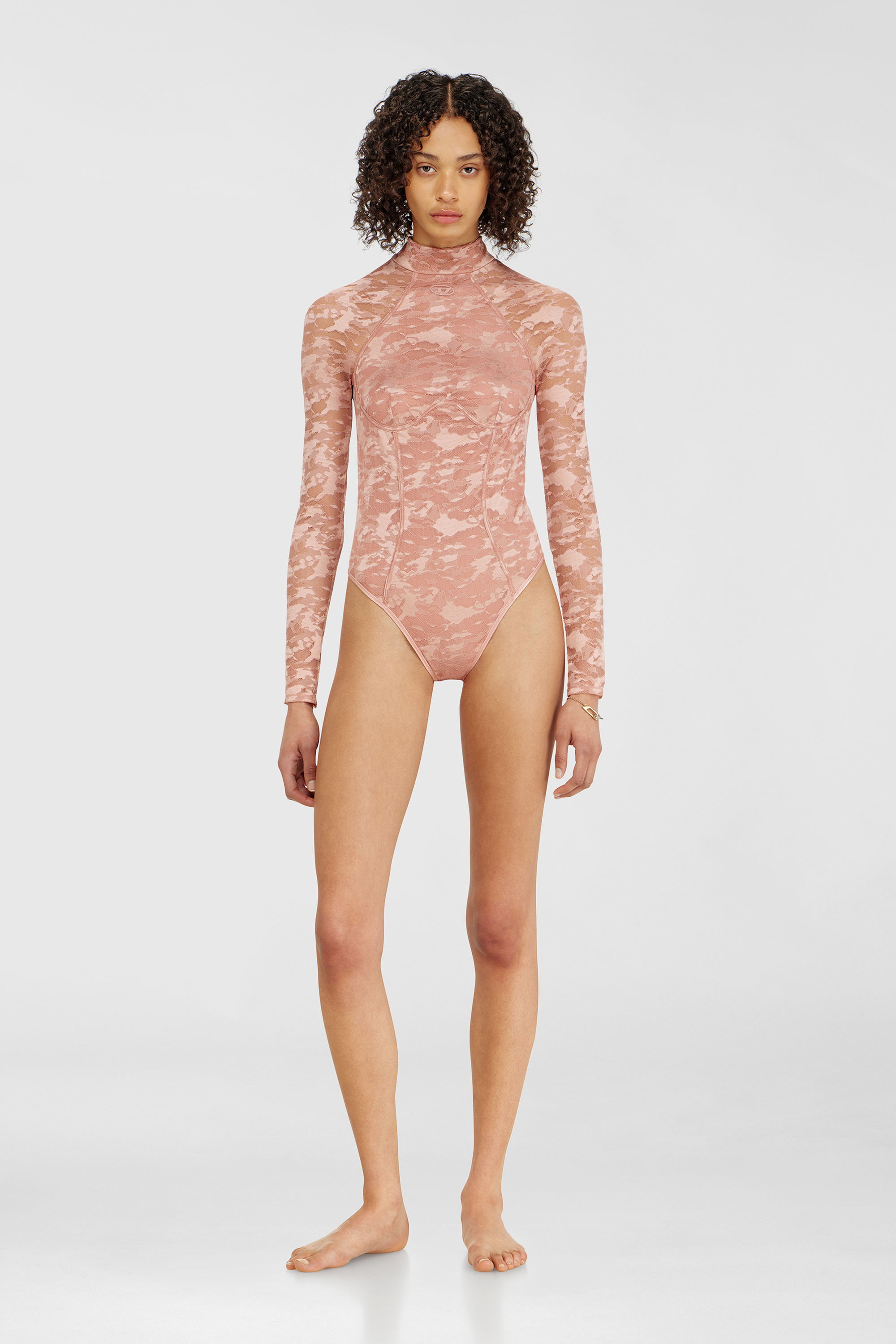 Diesel - VIVIAN-UTLT, Woman's Bodysuit in nylon lace with open back in Nude - 2