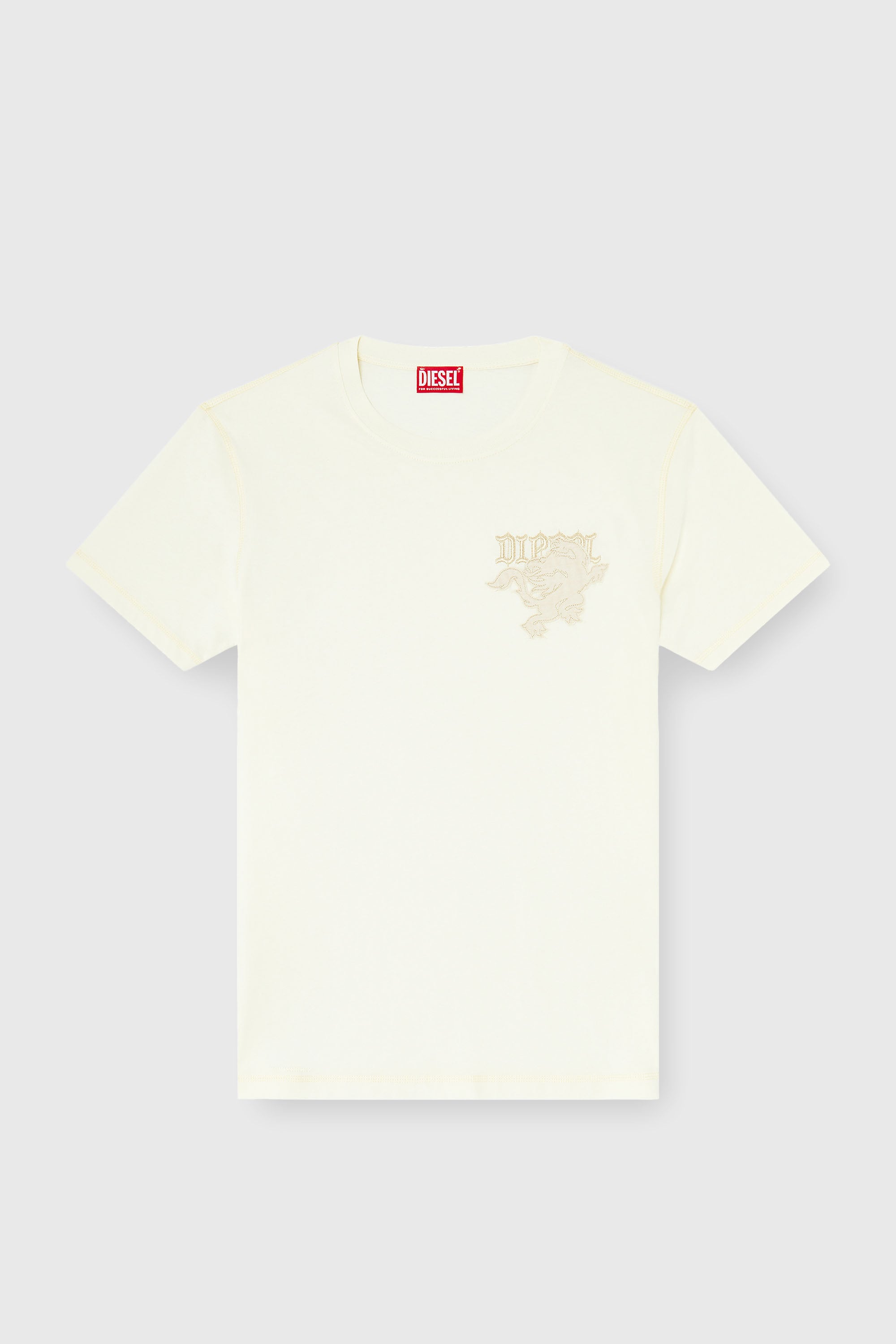 Diesel - T-ADJUST-NOTCH, Man's Regular T-shirt with embroidered patch in White - 2