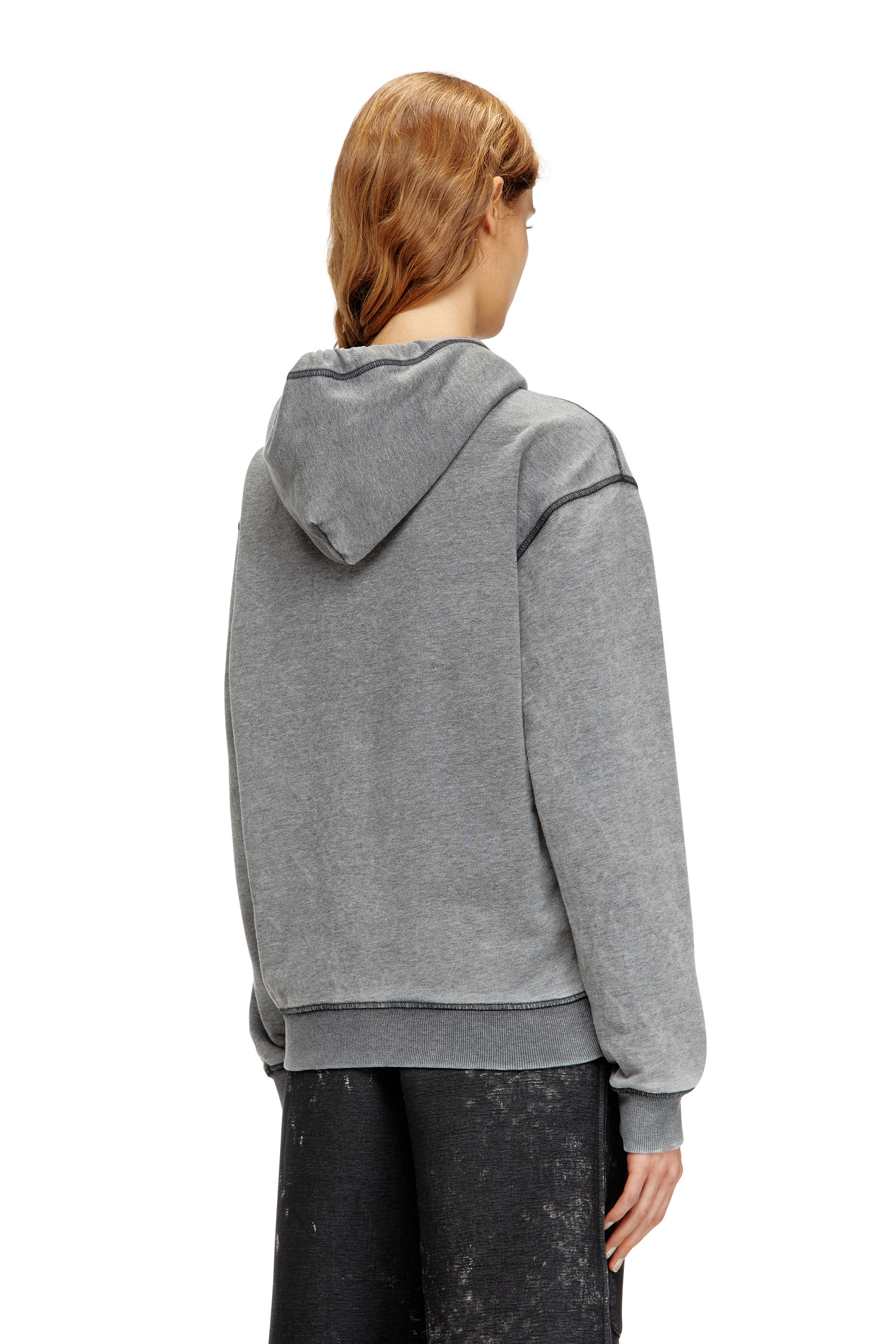 Diesel - F-NORMY-HOOD-S1, Woman's Hoodie with digital graphic and rhinestone detailing in Grey - 4