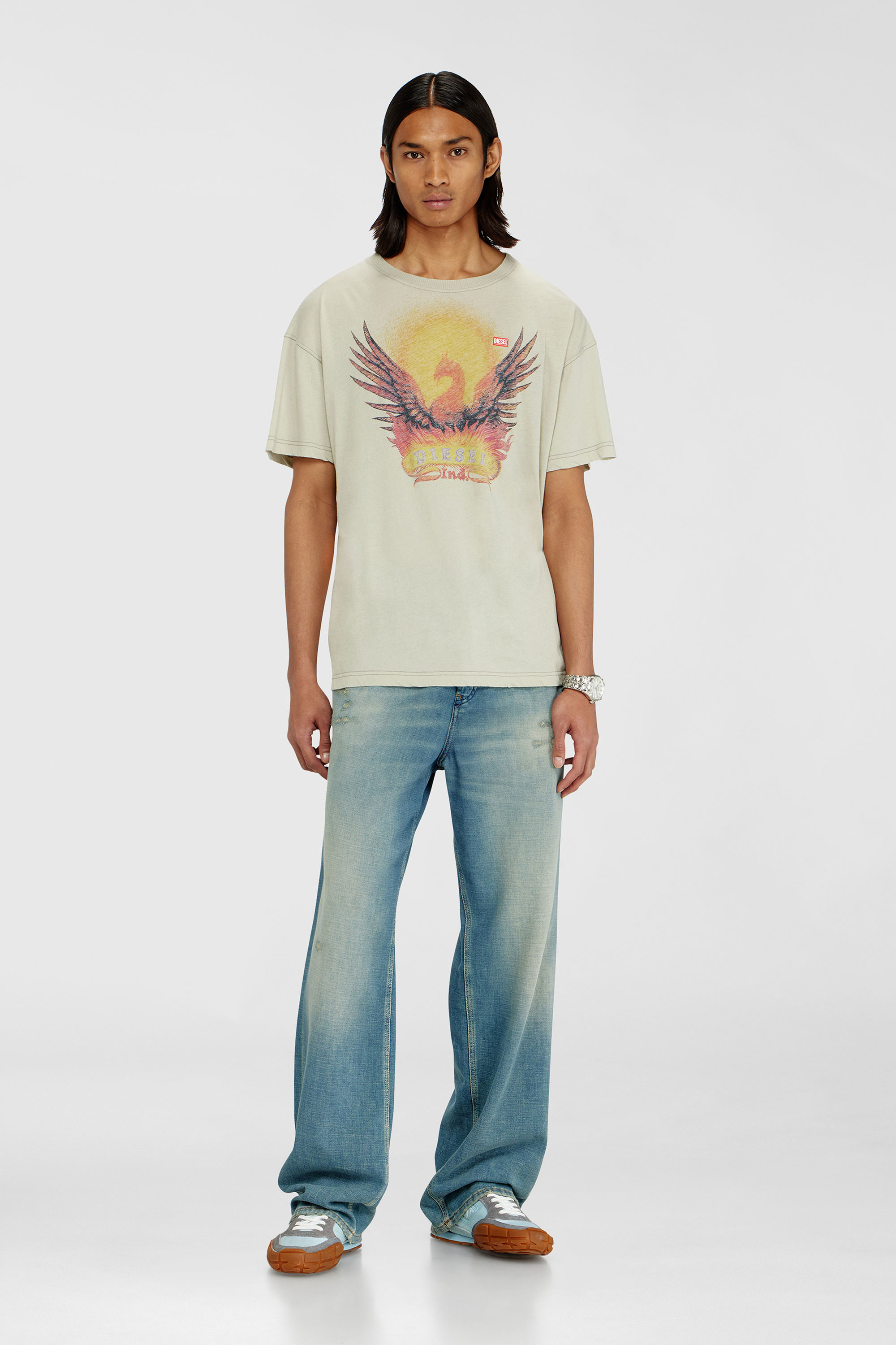 Diesel - T-NORM-AA1, Man's Regular T-shirt with Phoenix print in Beige - 2