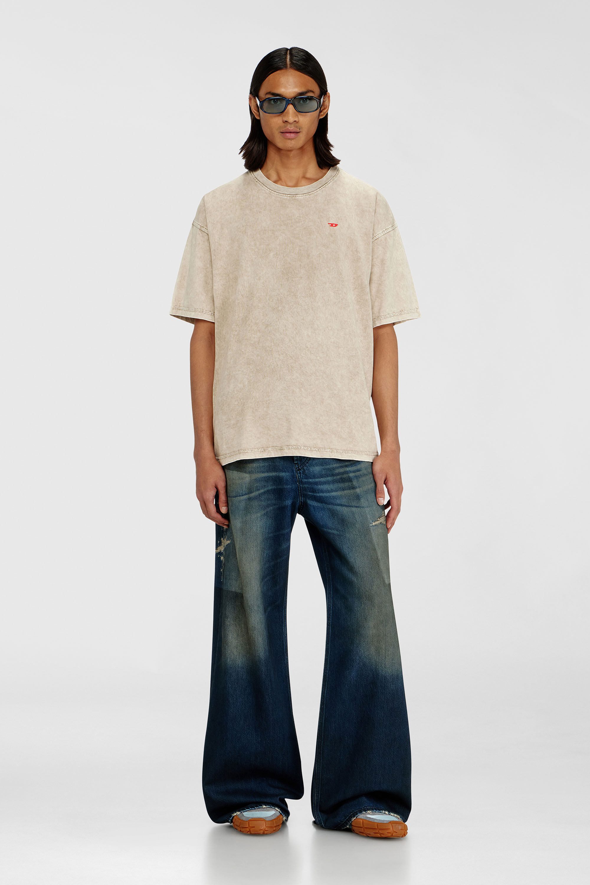 Diesel - T-BOXT-AA14, Man's Cotton T-shirt with treated effect in Beige - 2