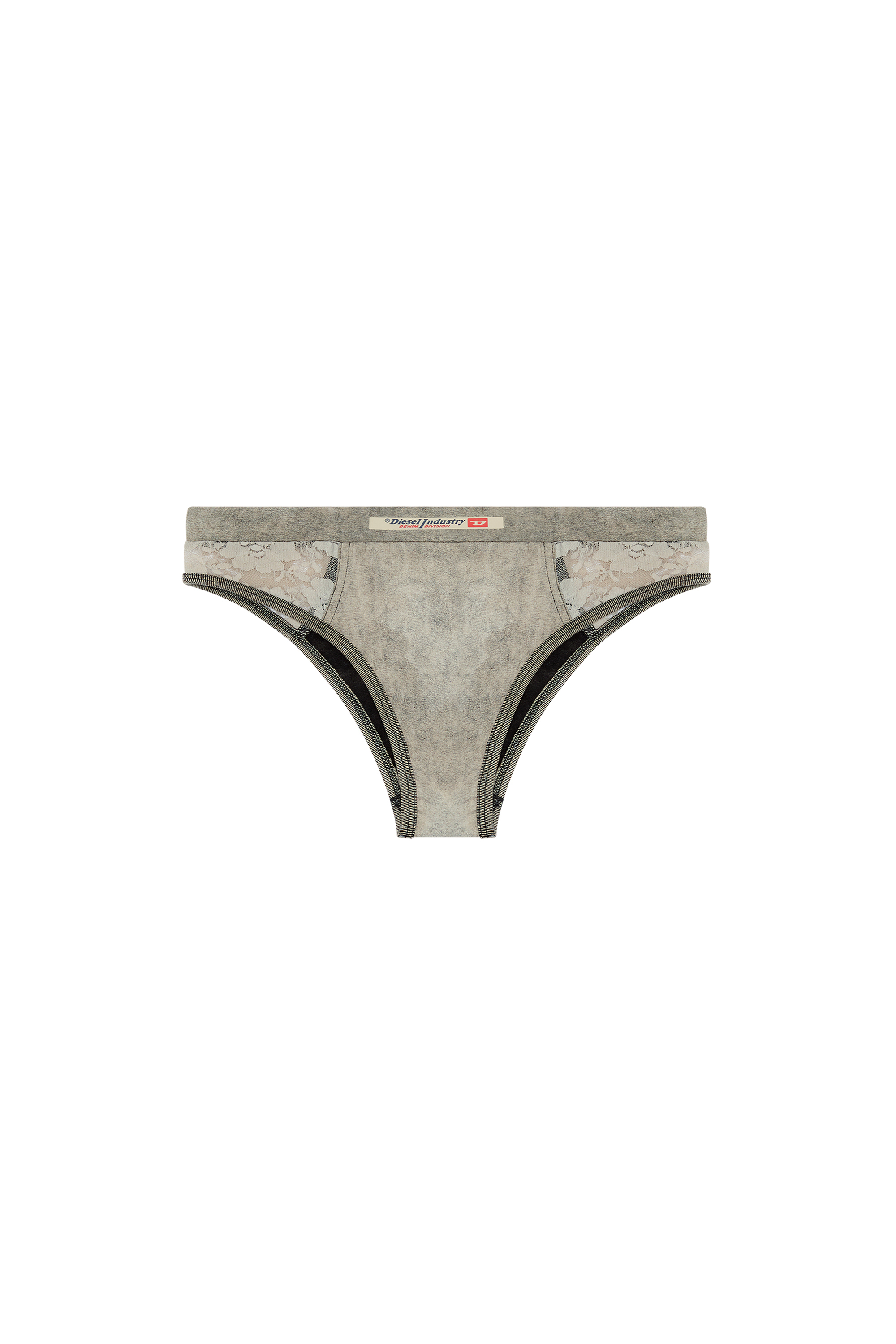 Diesel - UFPN-DENIM-LACE-BIKINI-BRIEF, Woman's Marbled briefs with lace panels in Dark grey - 4