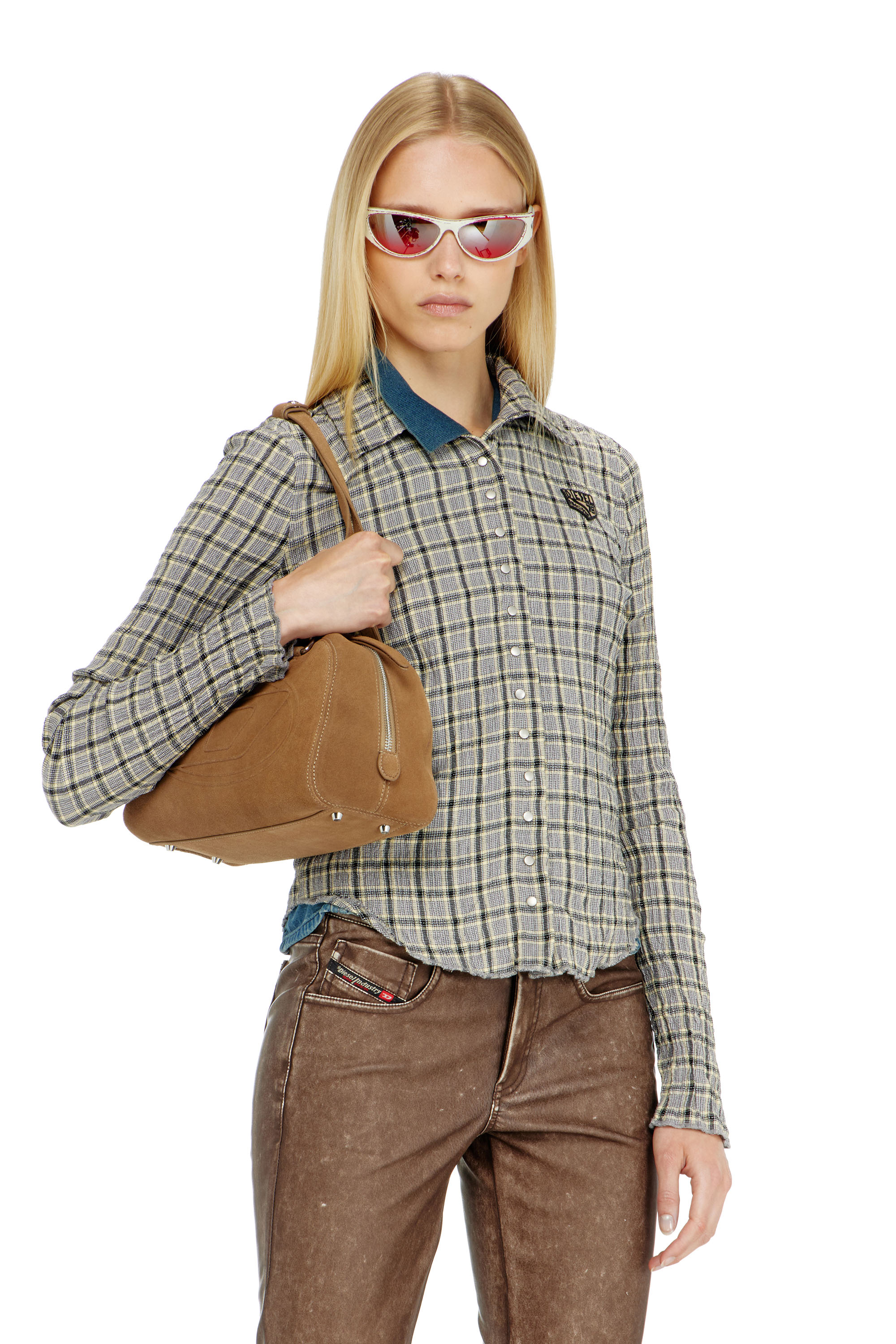 Diesel - C-ARRILON, Woman's Check shirt with seersucker effect in null - 1