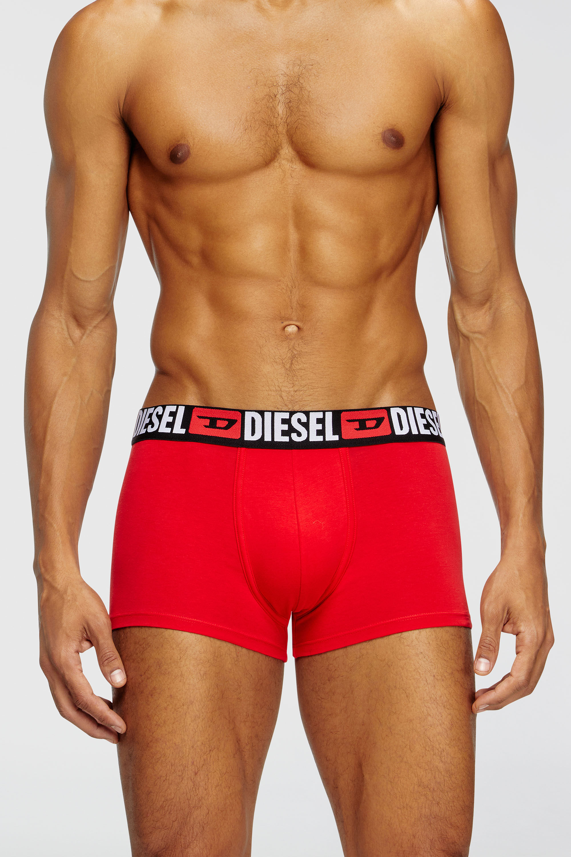 Diesel - UMBX-DAMIENTHREEPACK, Man's Three-pack of all-over logo waist boxers in Red/Grey - 2