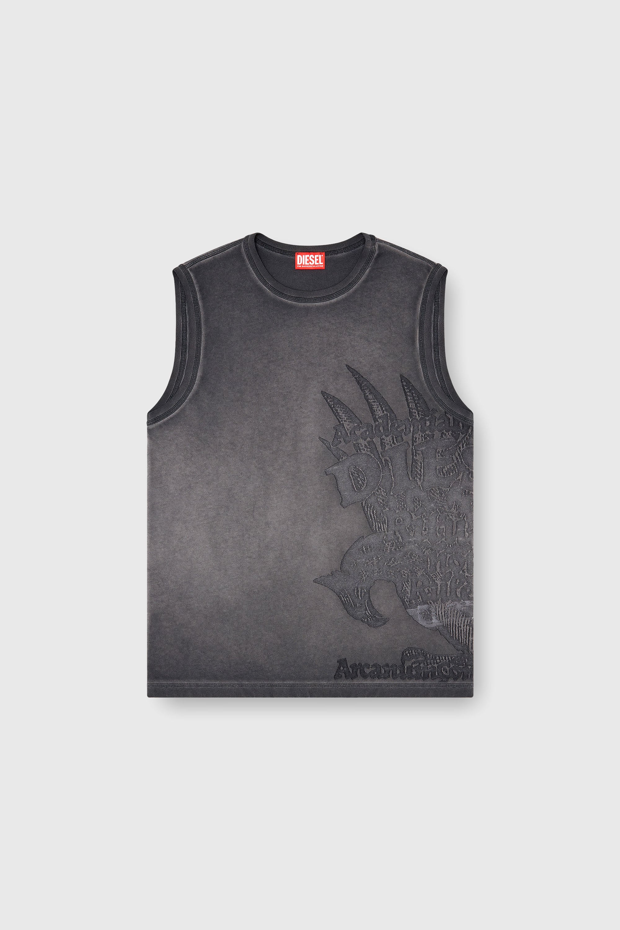 Diesel - T-RAWBISCO, Man's Sleeveless jersey top with embossed graphics in Dark grey - 2