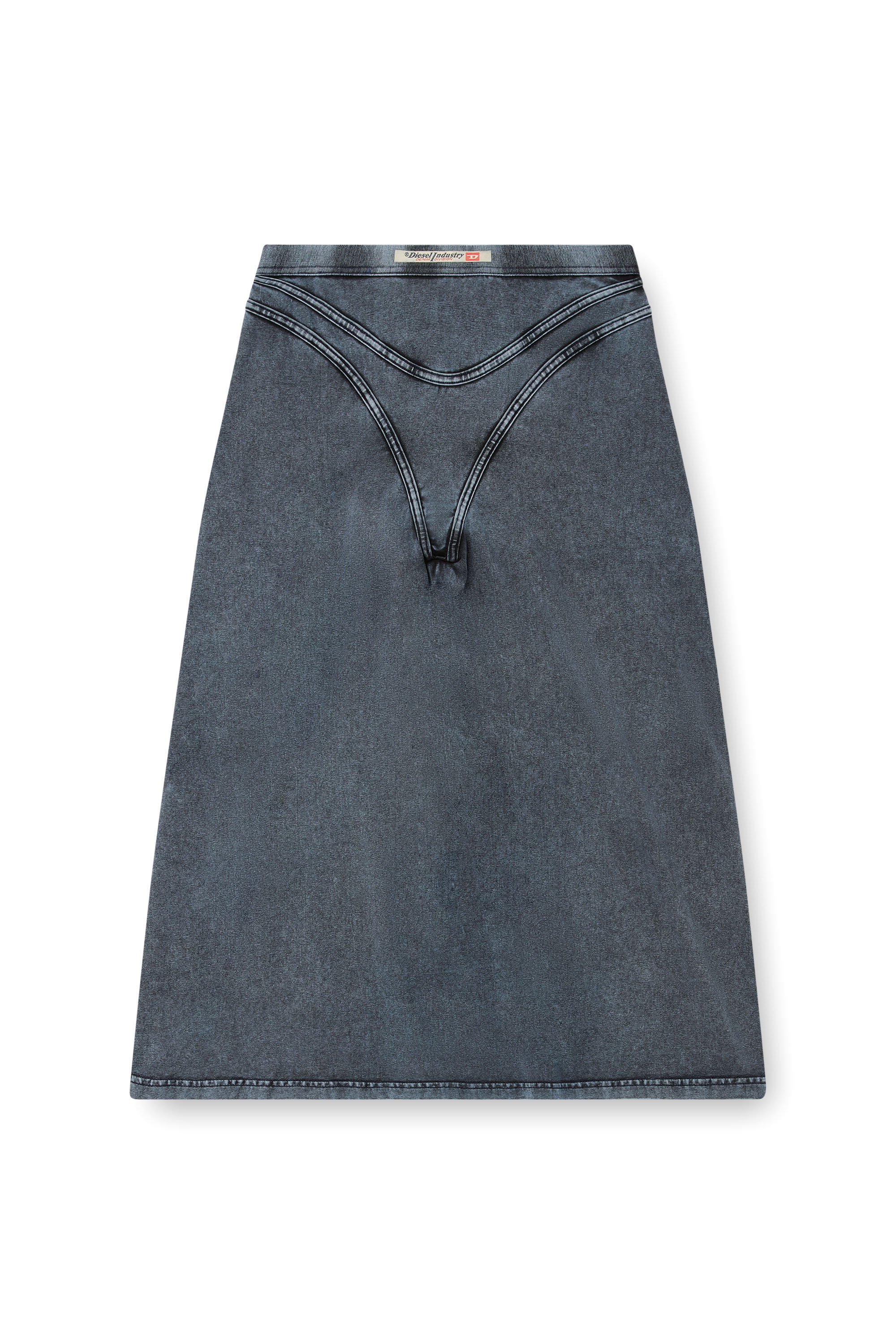 Diesel - O-ALLINE, Woman's Midi skirt in denim-look jersey in Dark Blue - 2
