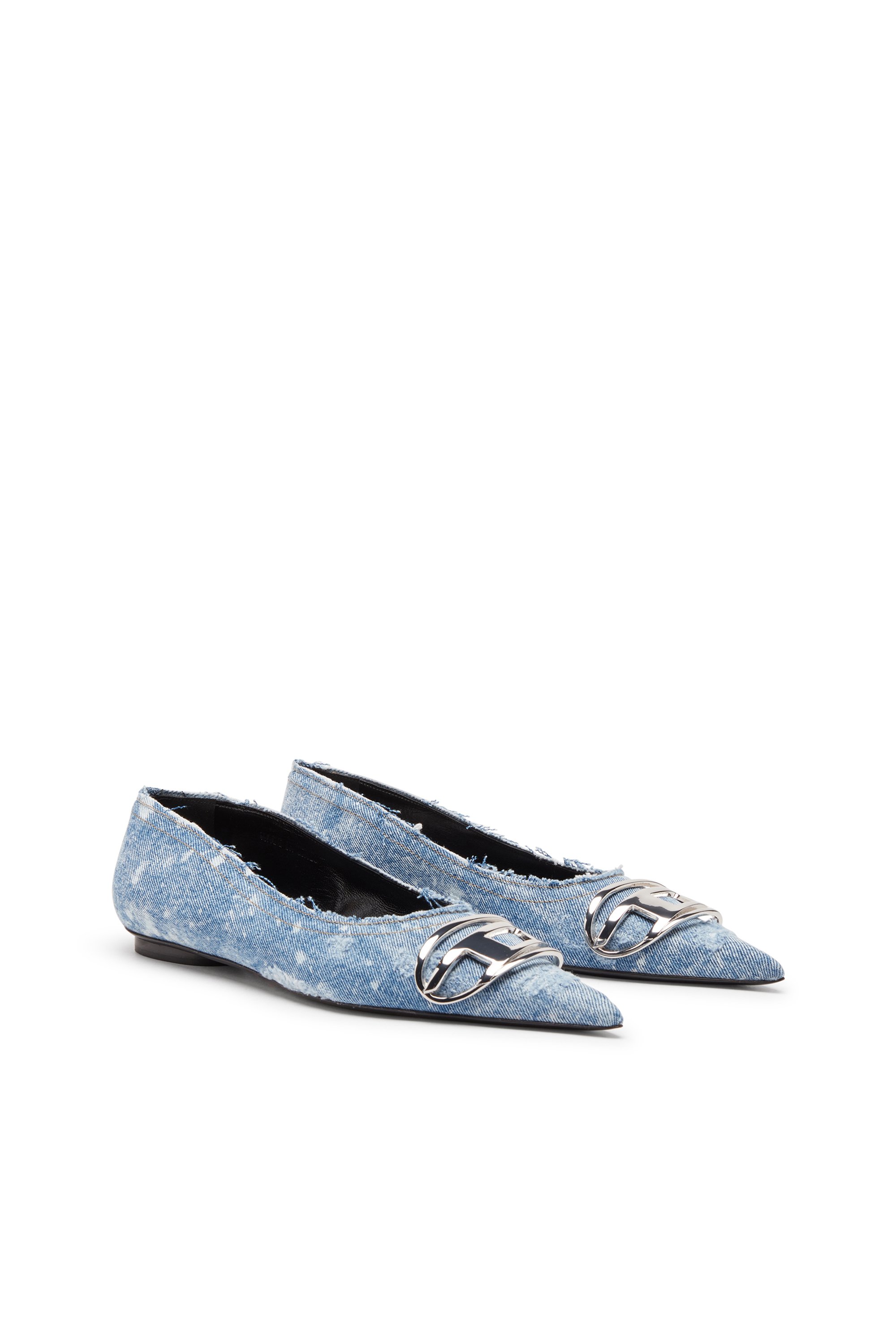 Diesel - D-VENUS BAL, Woman's D-Venus-Ballerina flats with mirror finish in Light Blue - 2