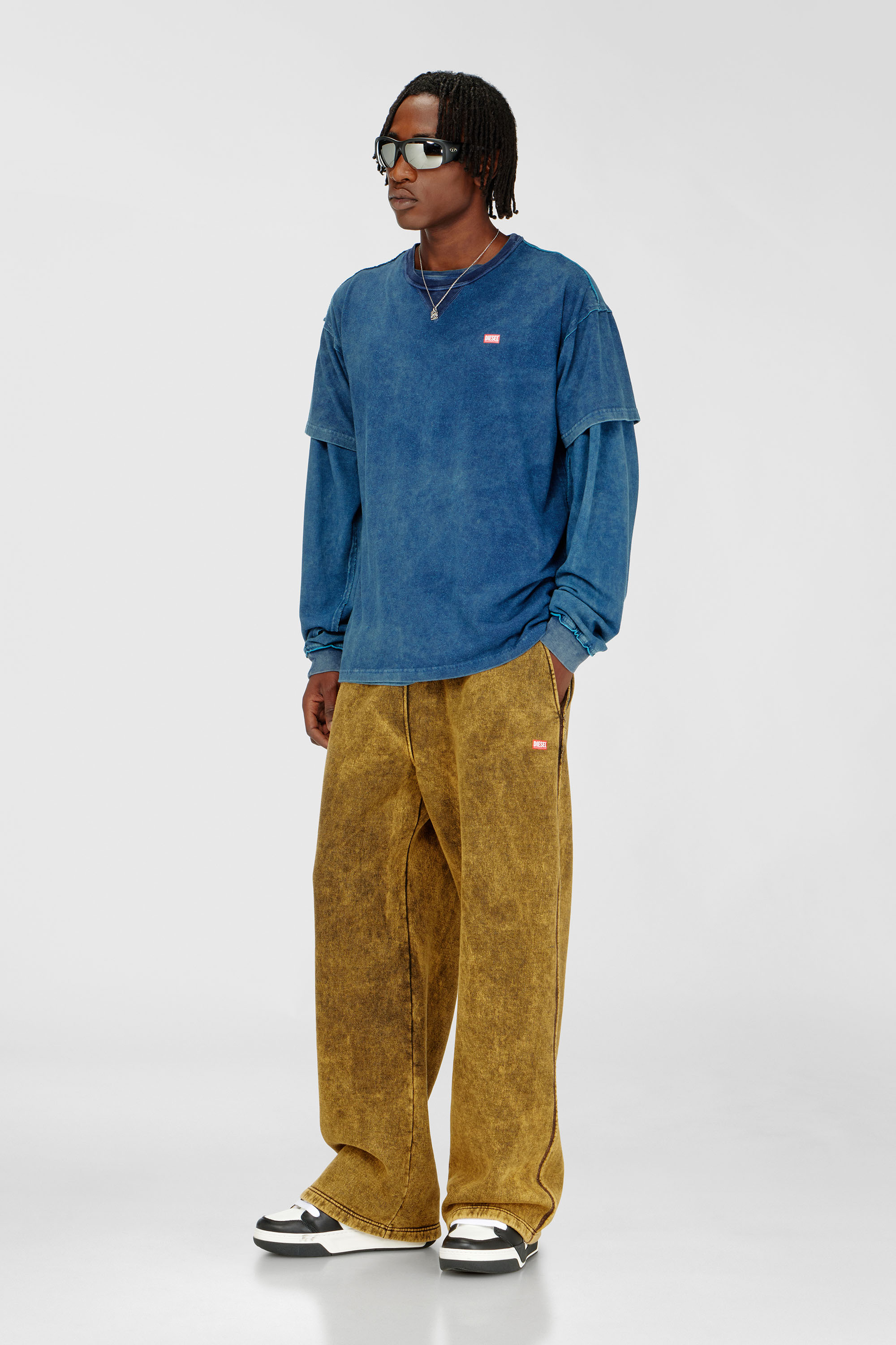 Diesel - T-NORM-RAW, Man's Acid-wash T-shirt with frayed details in Blue - 2