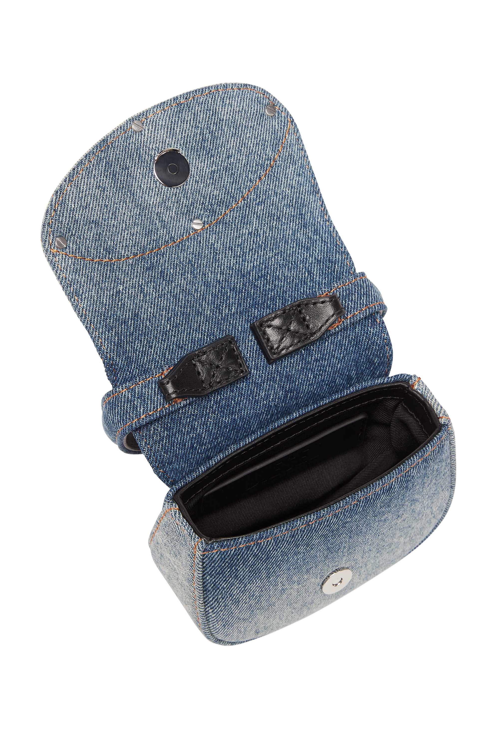 Diesel - 1DR XS, Woman's 1DR XS - Iconic mini bag in solarised denim in Blue/White - 3