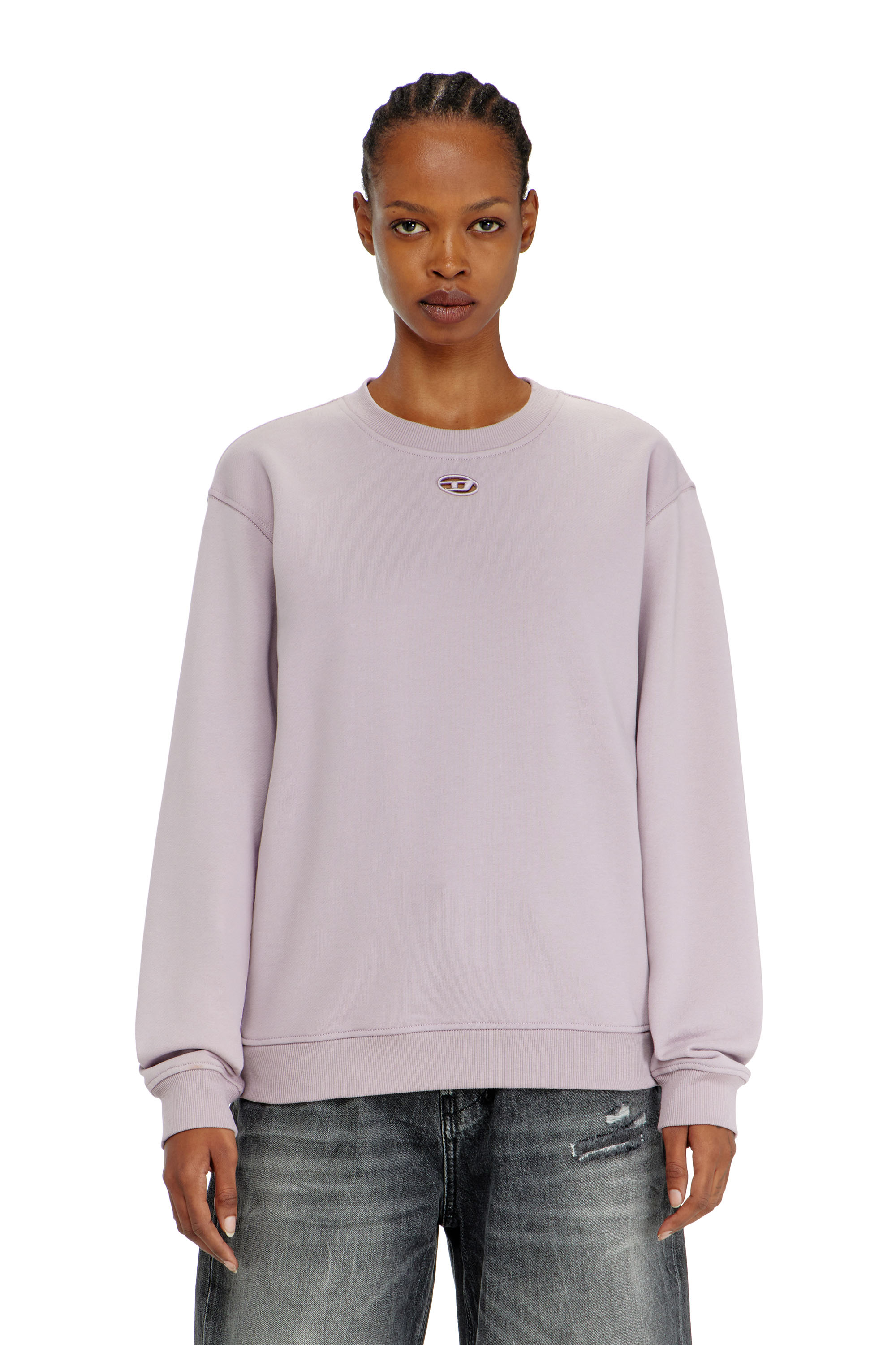 Diesel - F-NORMY-OD, Woman's Cotton sweatshirt with Oval D embroidery in Lilac - 1