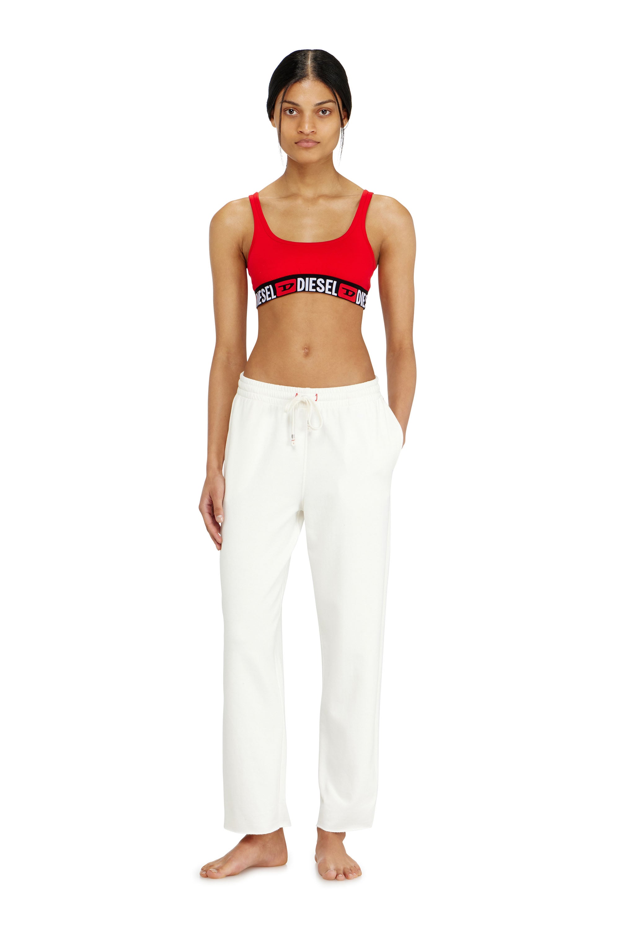 Diesel - INDRA-D-CORE, Woman's Peached sweatpants with raw hems in White - 2