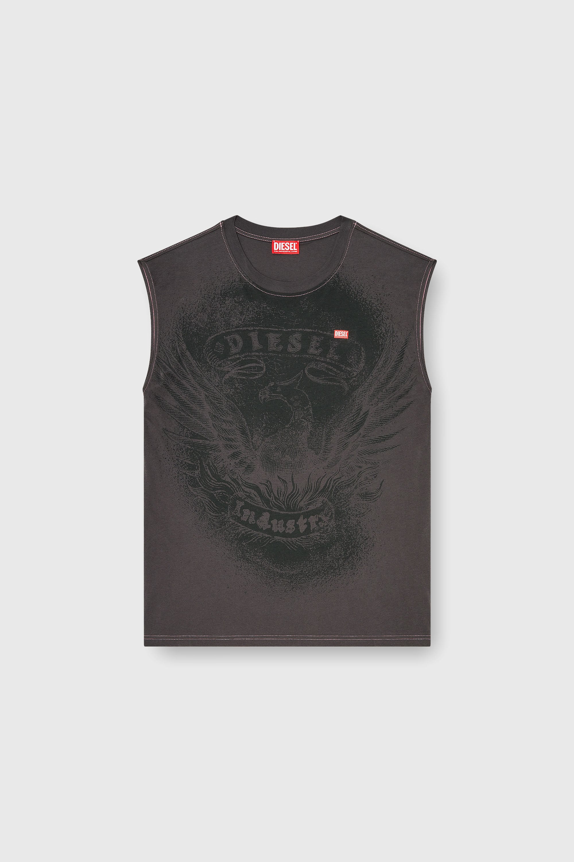 Diesel - T-BOXT-SL-NOTCH, Man's Sleeveless top in cotton with tonal graphic in Dark grey - 2