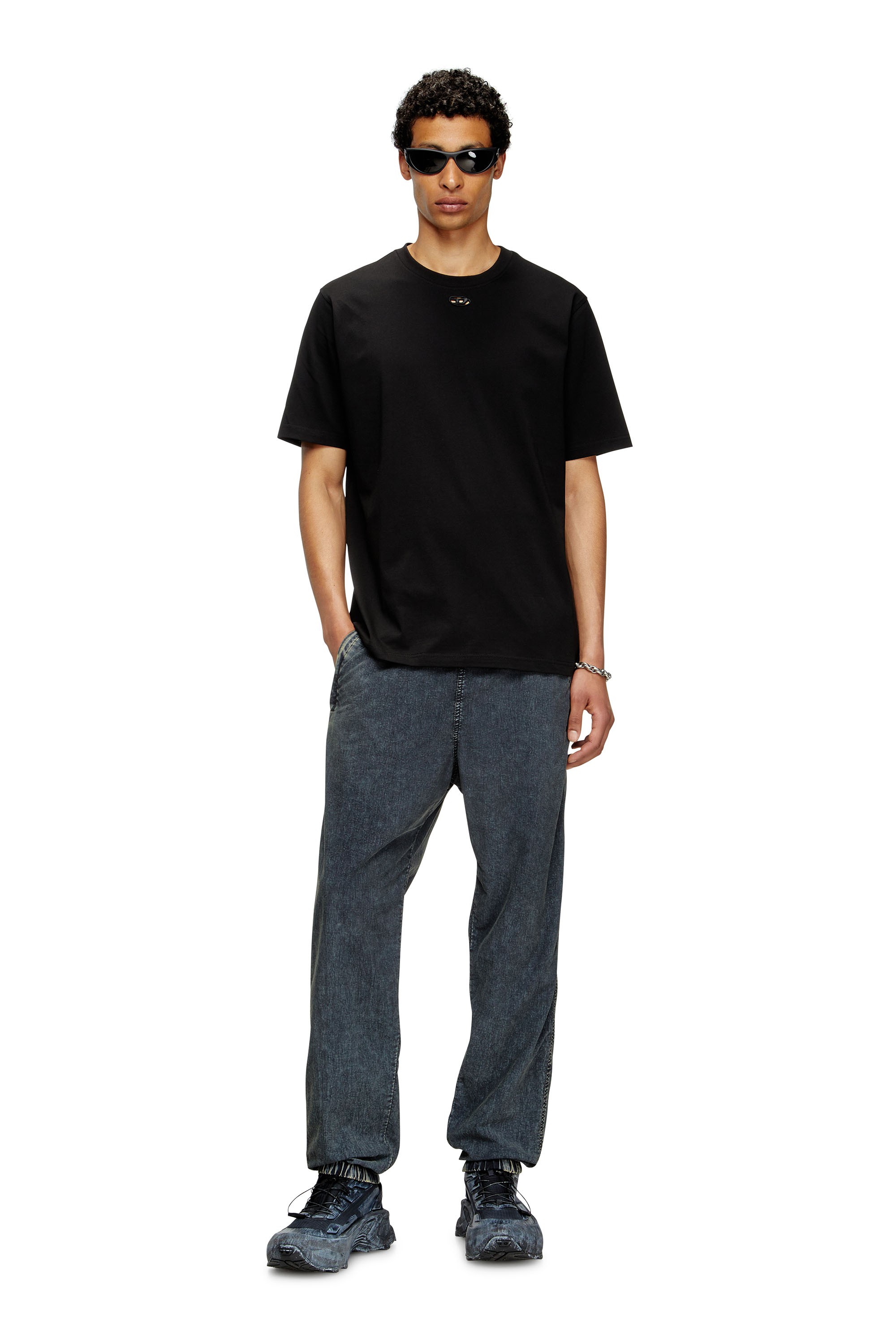 Diesel - T-ADJUST-MAREY, Man's T-shirt with cut-out Oval D in Black - 2